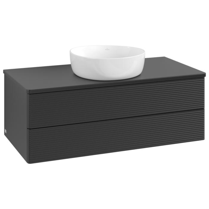 Villeroy Und Boch Antao Waschtisch-Unterschrank K20110PD 100X36X50Cm, Waschbeckenplattenfarbe Lack, Black Matt Lacquer