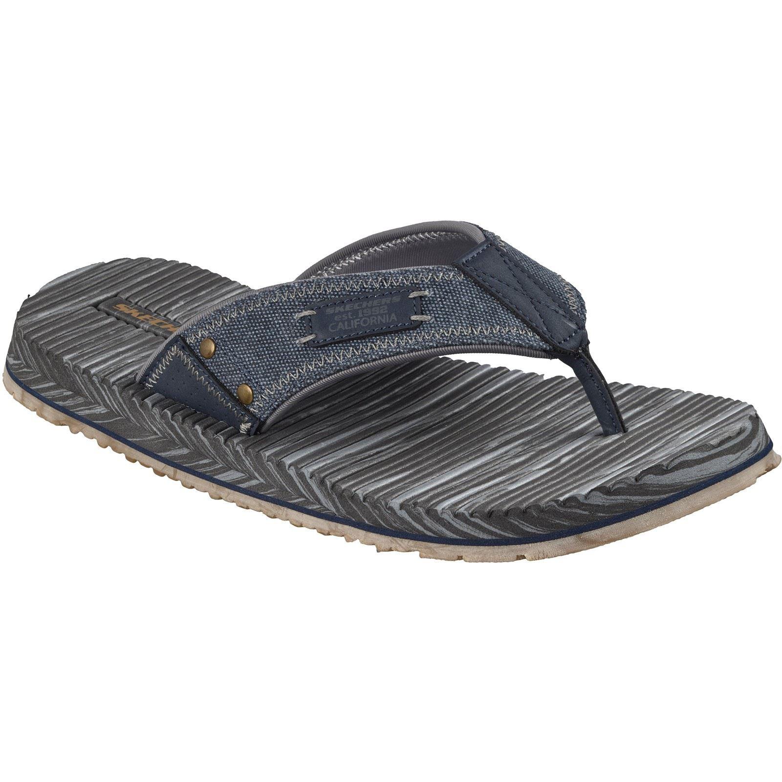 Skechers Quill Textile Herren Flip-Flops In Marineblau
