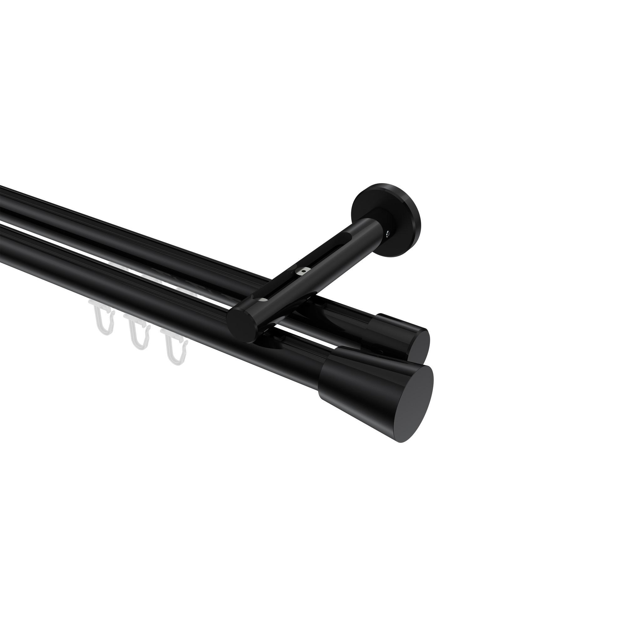 Gardinenstange Innenlauf Siteno Sitra 540 Cm (Geteilt In 3 X 180 Cm), 2-LäUfig, 20 Mm Ø Schwarz
