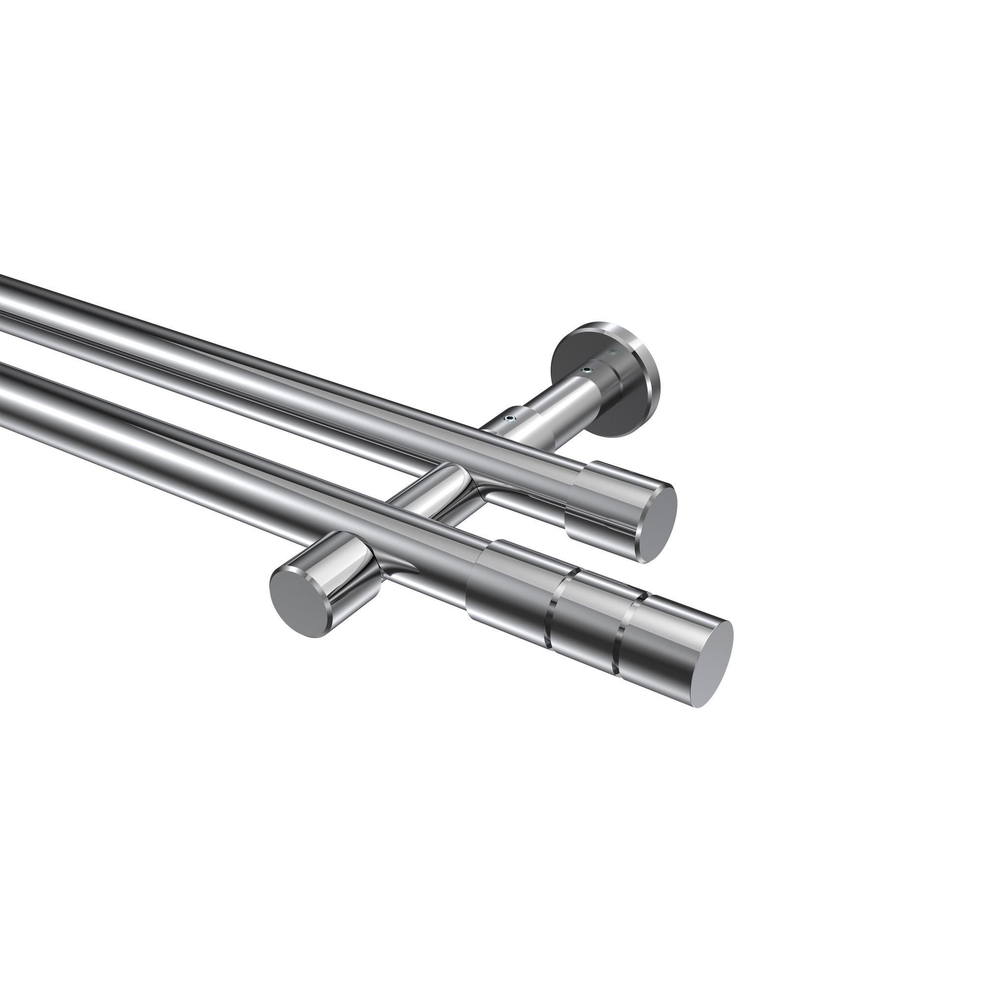 Gardinenstange Prestige Elanto 420 Cm (Geteilt In 3 X 140 Cm), 2-LäUfig (Ohne Ringe), 20 Mm Ø Chrom