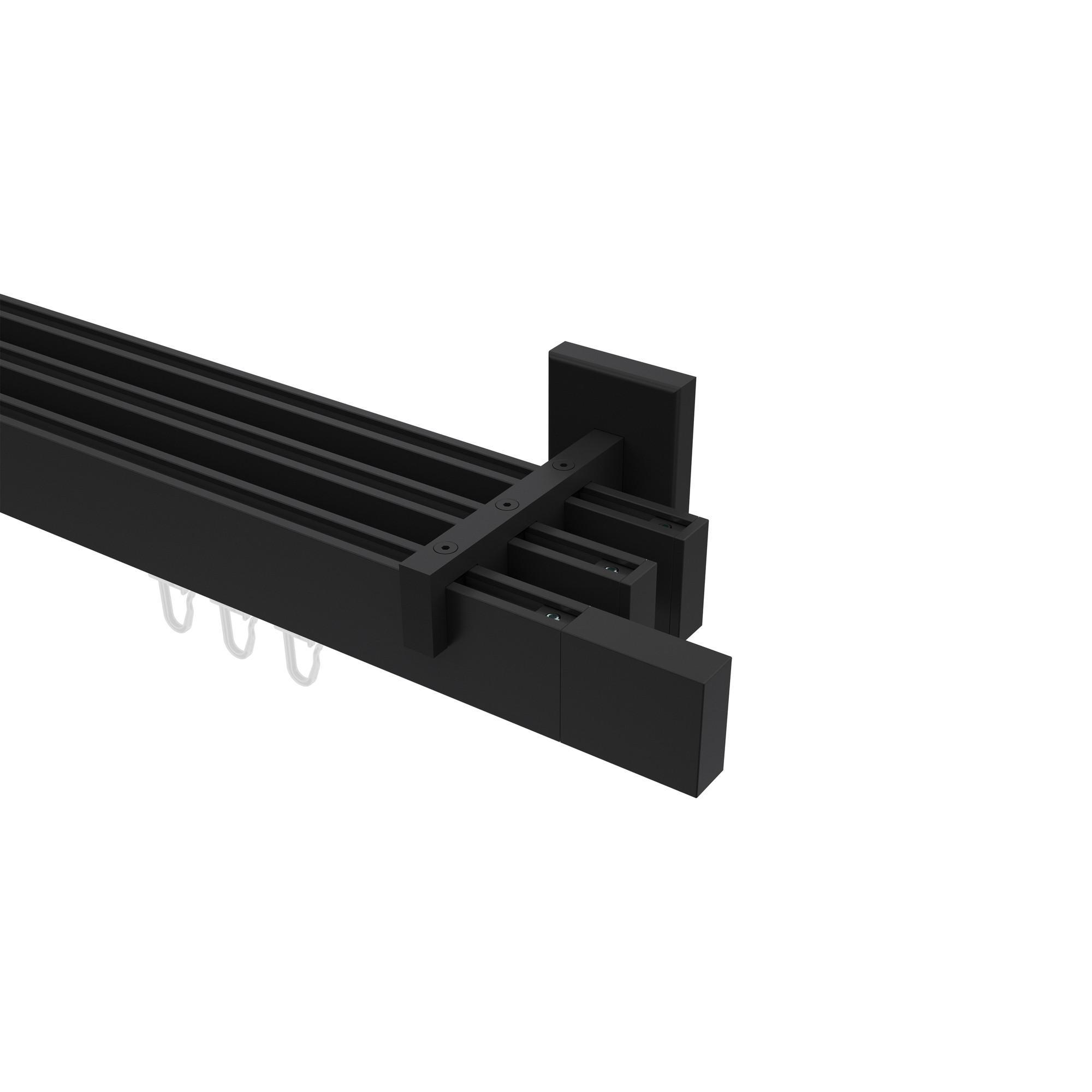 Gardinenstange Innenlauf Smartline Lox 420 Cm (Geteilt In 3 X 140 Cm), 3-LäUfig, 14X35 Mm Schwarz