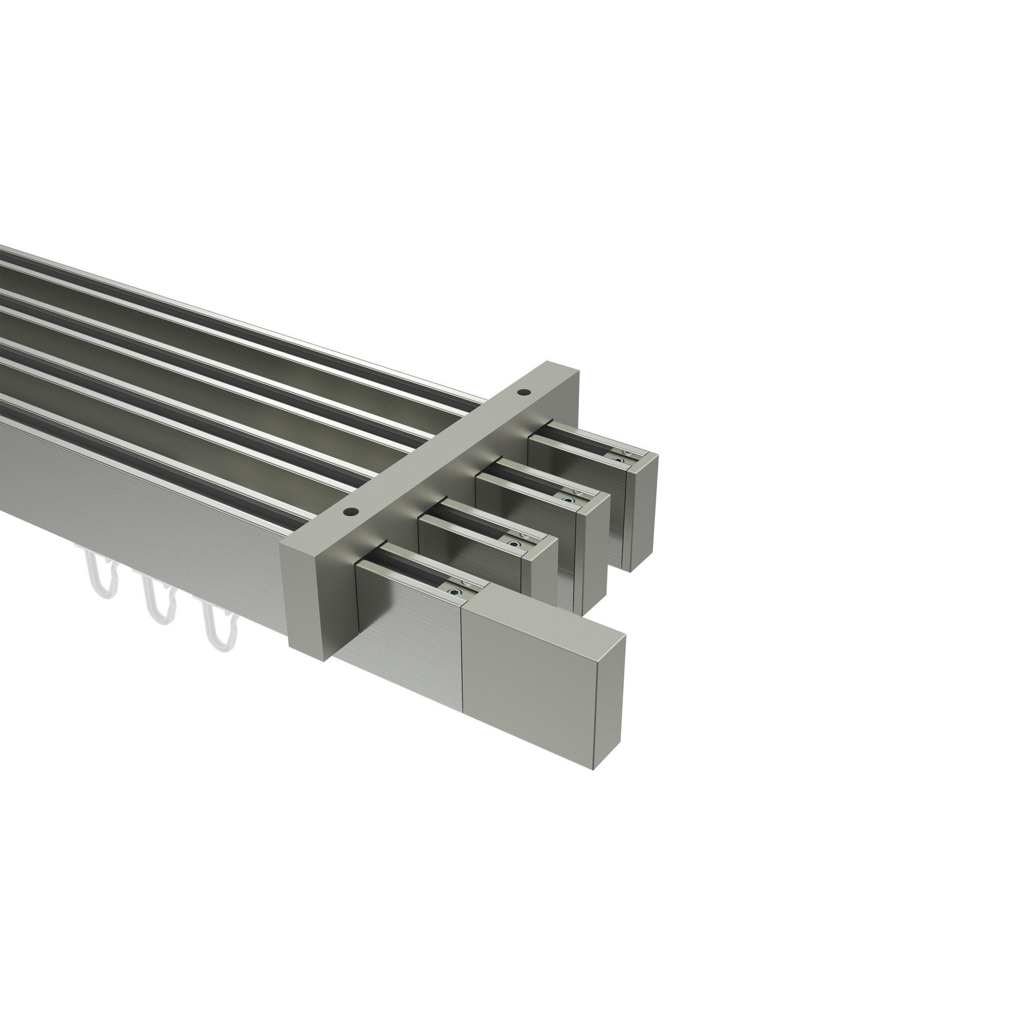 Gardinenstange Innenlauf Smartline Lox 260 Cm (Geteilt In 2 X 130 Cm), 4-LäUfig, 14X35 Mm Edelstahl-Optik