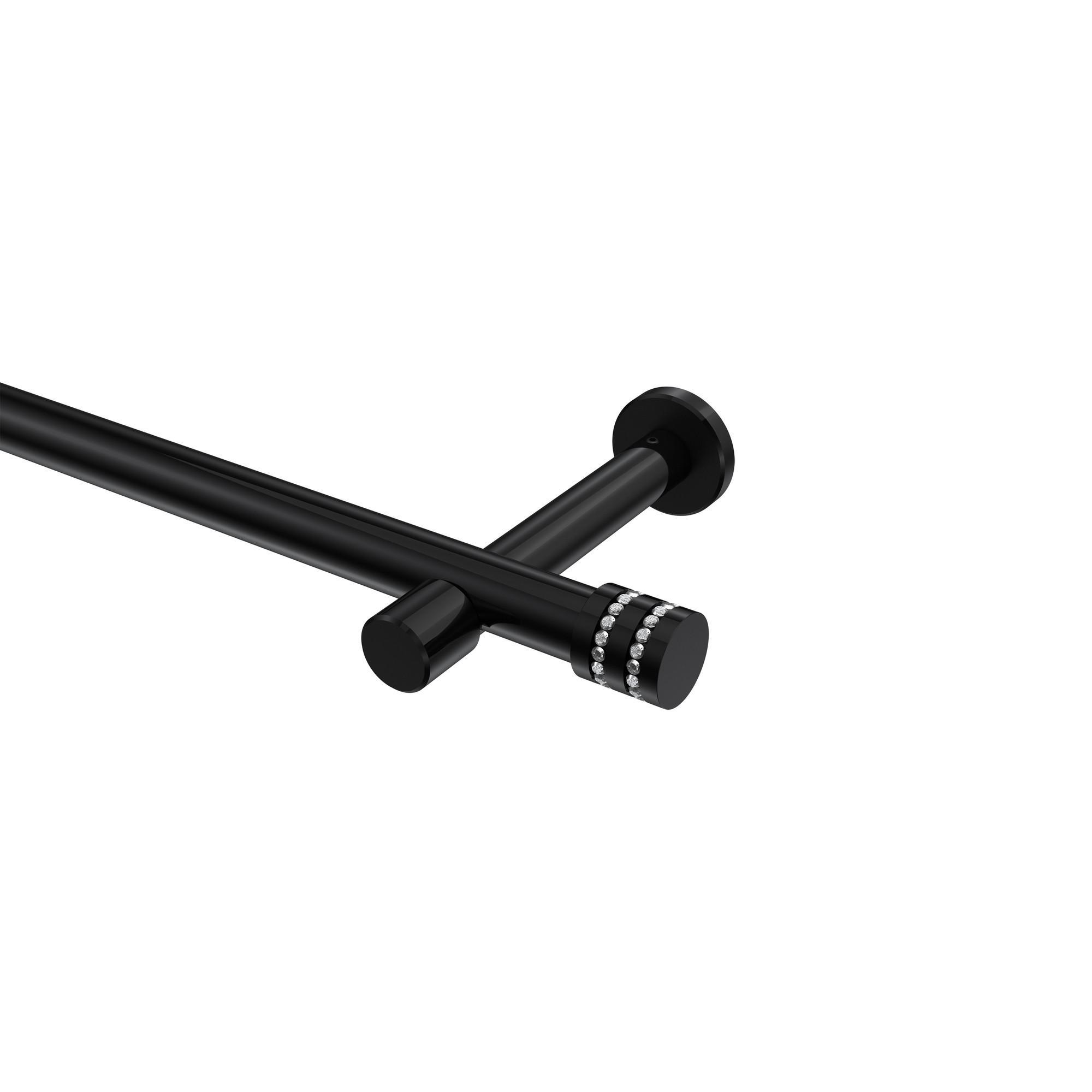 Gardinenstange Prestige Estana 400 Cm (Geteilt In 2 X 200 Cm), 1-LäUfig (Ohne Ringe), 20 Mm Ø Schwarz