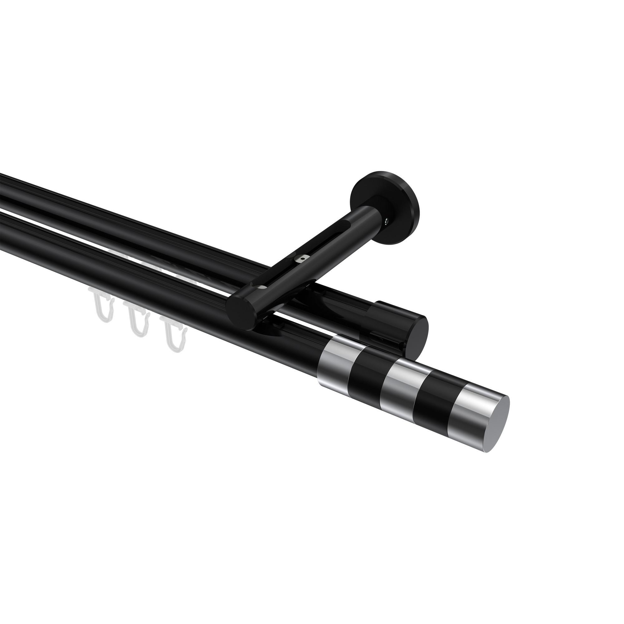 Gardinenstange Innenlauf Siteno Mavell 400 Cm (Geteilt In 2 X 200 Cm), 2-LäUfig, 20 Mm Ø Schwarz