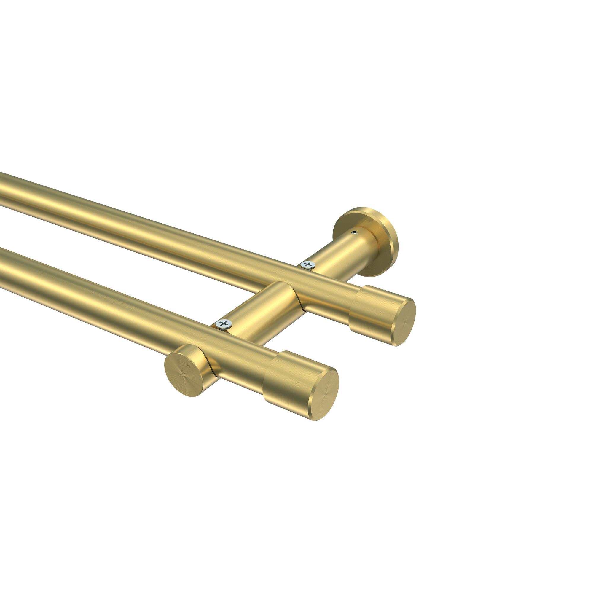 Gardinenstange Platon Santo 520 Cm (Geteilt In 4 X 130 Cm), 2-LäUfig (Ohne Ringe), 20 Mm Ø Messing-Optik