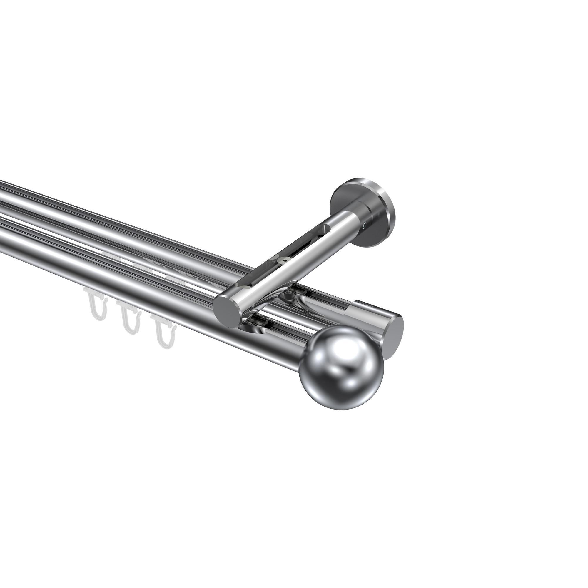 Gardinenstange Innenlauf Siteno Luino 420 Cm (Geteilt In 3 X 140 Cm), 2-LäUfig, 20 Mm Ø Chrom