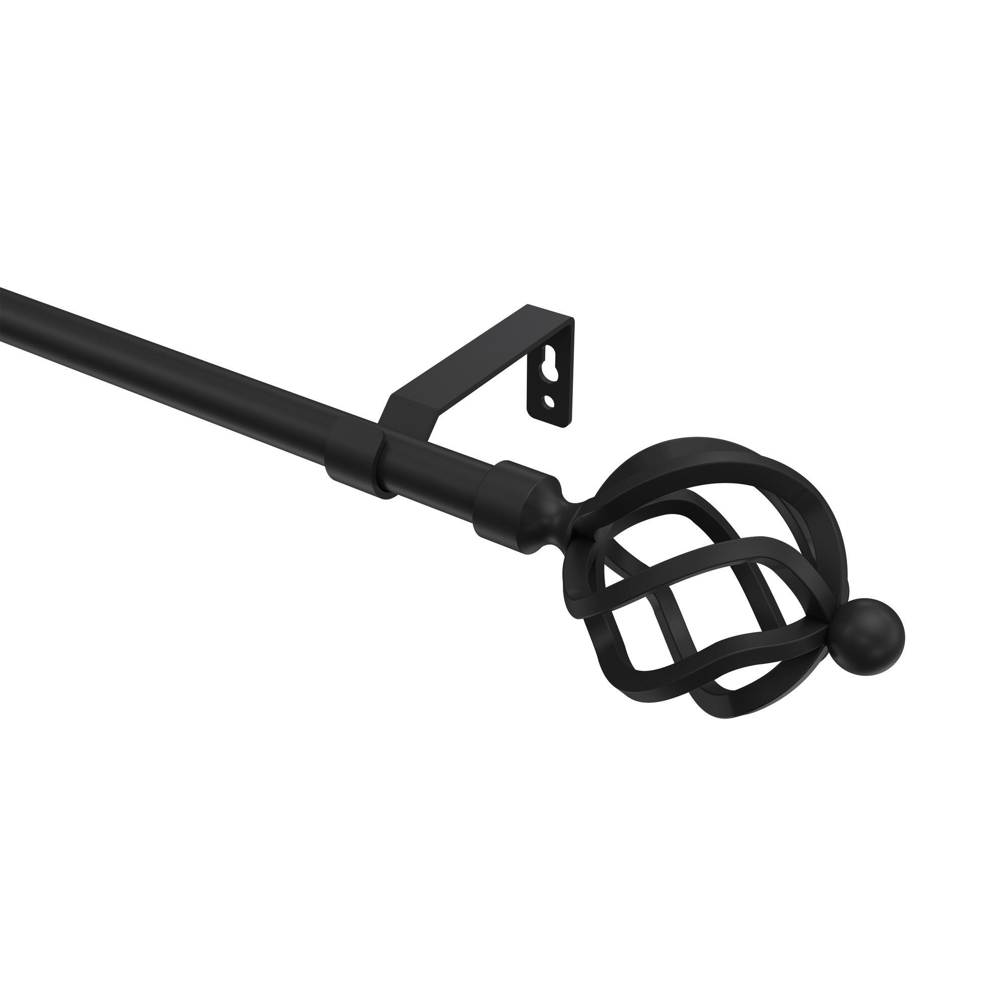 Gardinenstange Olymp Paolo 360 Cm (Geteilt In 2 X 180 Cm), 1-LäUfig (Ohne Ringe), 16 Mm Ø Schwarz