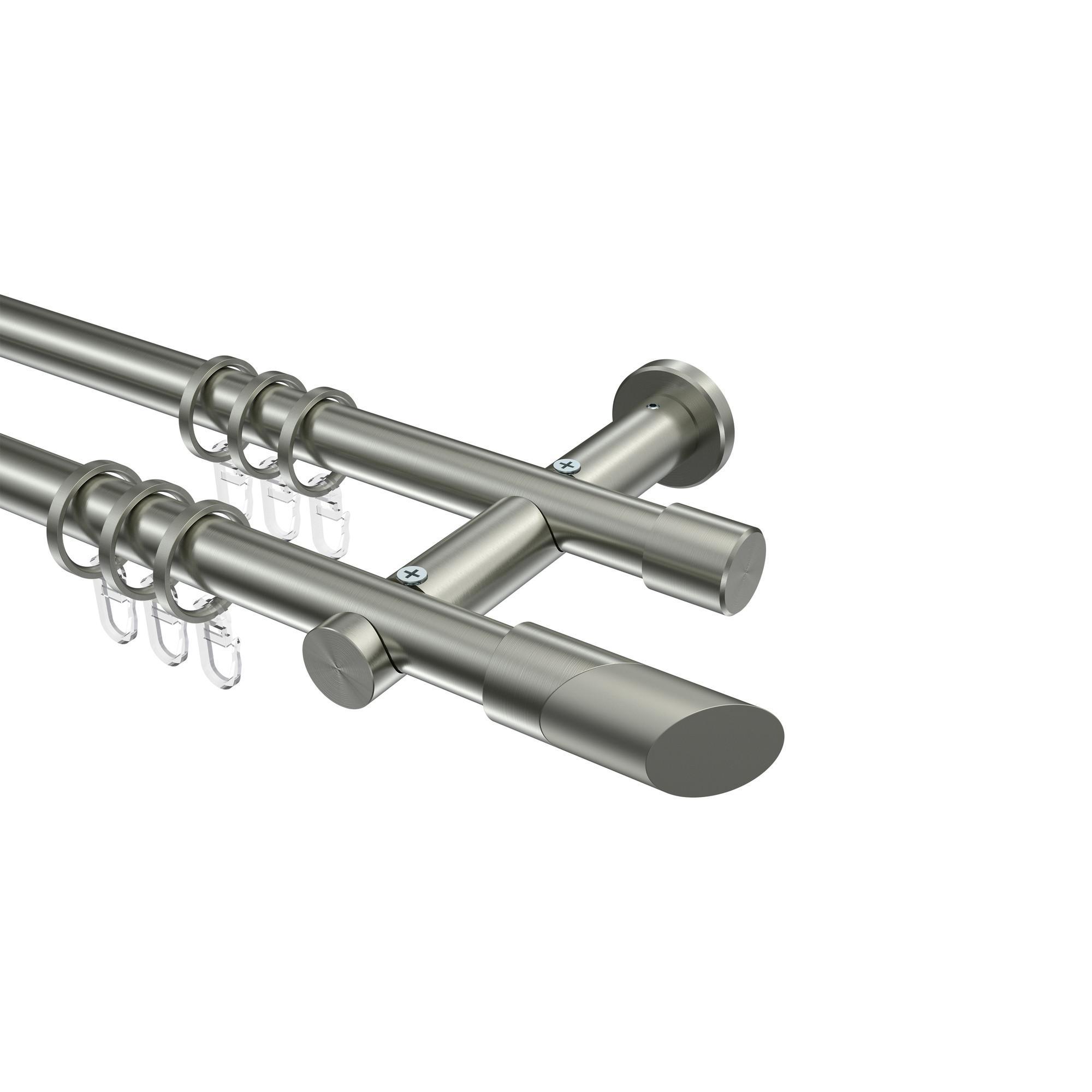 Gardinenstange Platon Verano 260 Cm (Geteilt In 2 X 130 Cm), 2-LäUfig, 20 Mm Ø Edelstahl-Optik