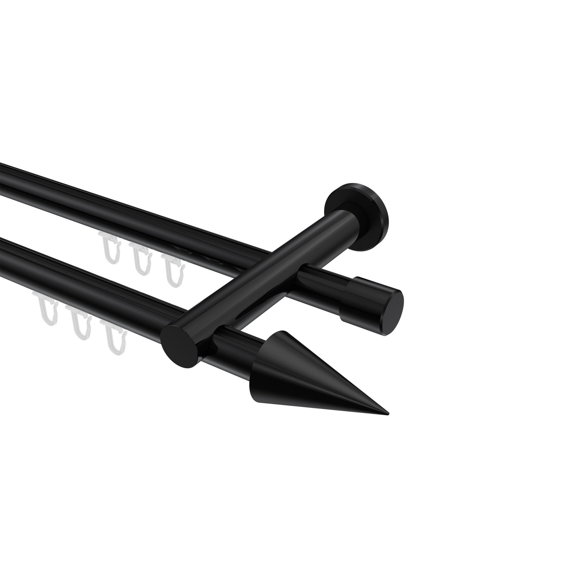 Gardinenstange Innenlauf Platon Savio 400 Cm (Geteilt In 2 X 200 Cm), 2-LäUfig, 20 Mm Ø Schwarz
