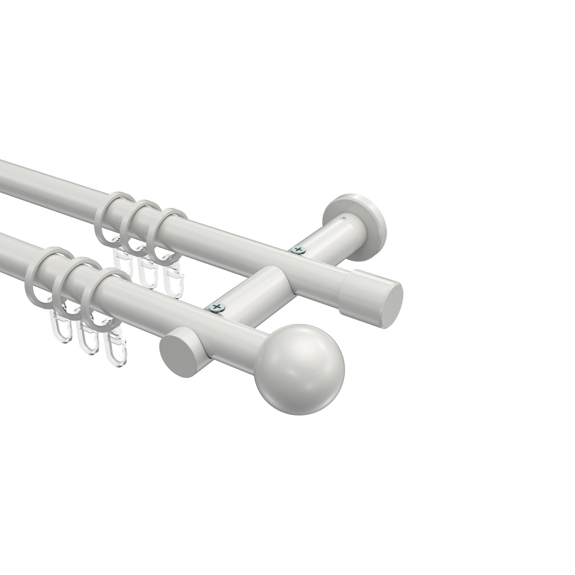 Gardinenstange Platon Luino 420 Cm (Geteilt In 3 X 140 Cm), 2-LäUfig, 20 Mm Ø Weiß