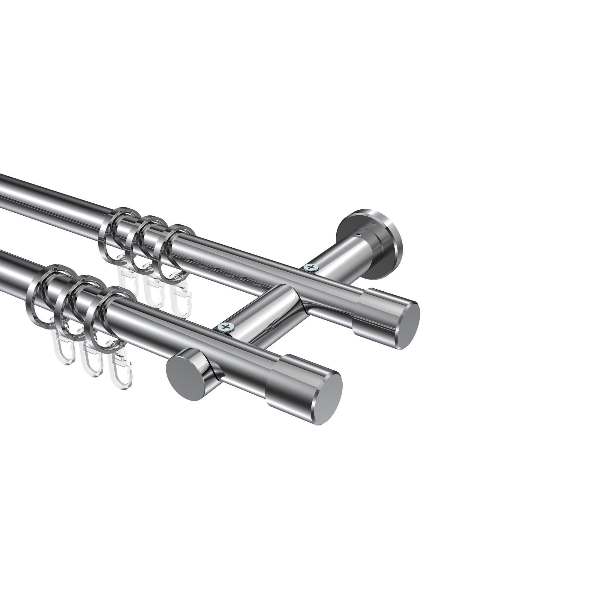 Gardinenstange Platon Santo 280 Cm (Geteilt In 2 X 140 Cm), 2-LäUfig, 20 Mm Ø Chrom