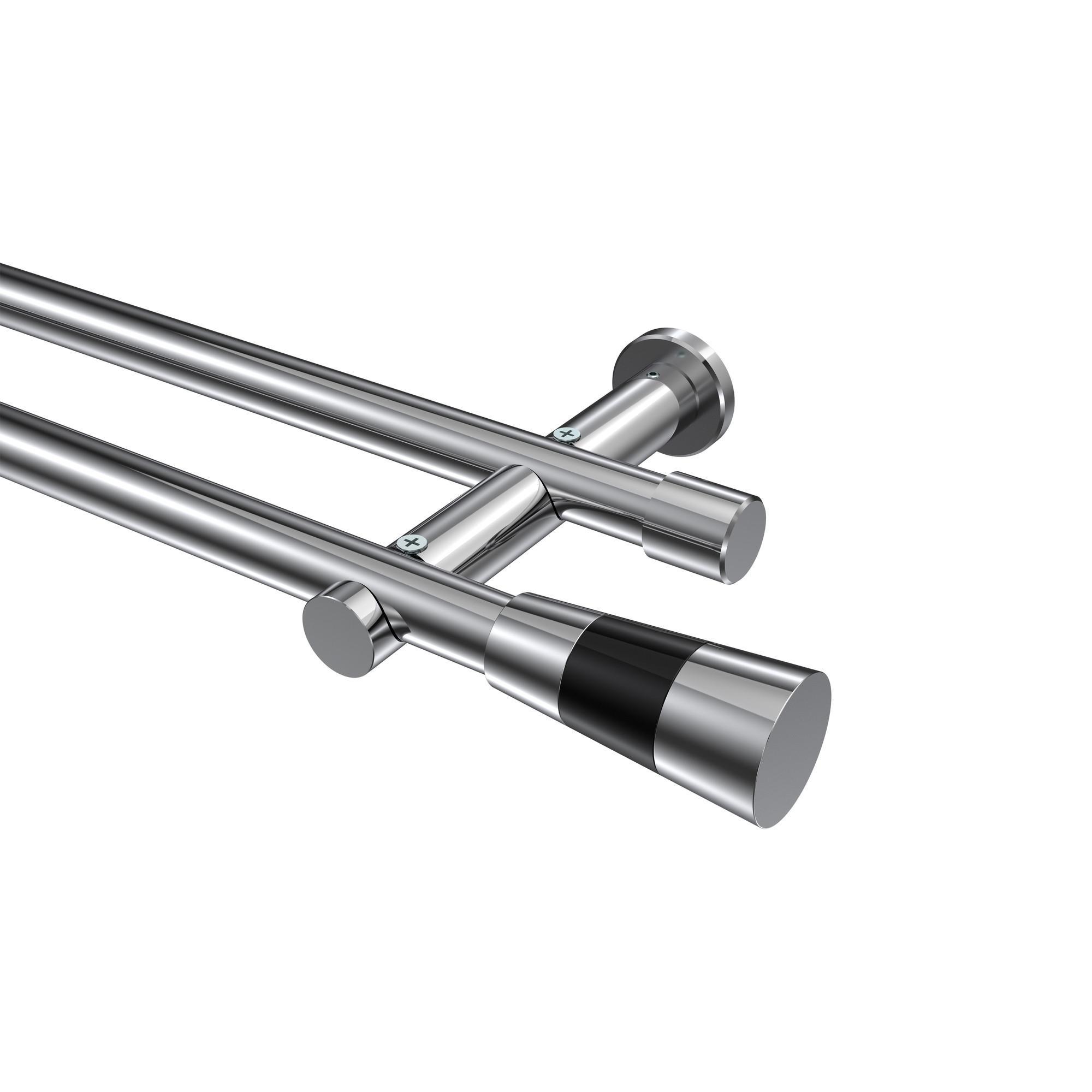 Gardinenstange Platon Tanara 400 Cm (Geteilt In 2 X 200 Cm), 2-LäUfig (Ohne Ringe), 20 Mm Ø Chrom