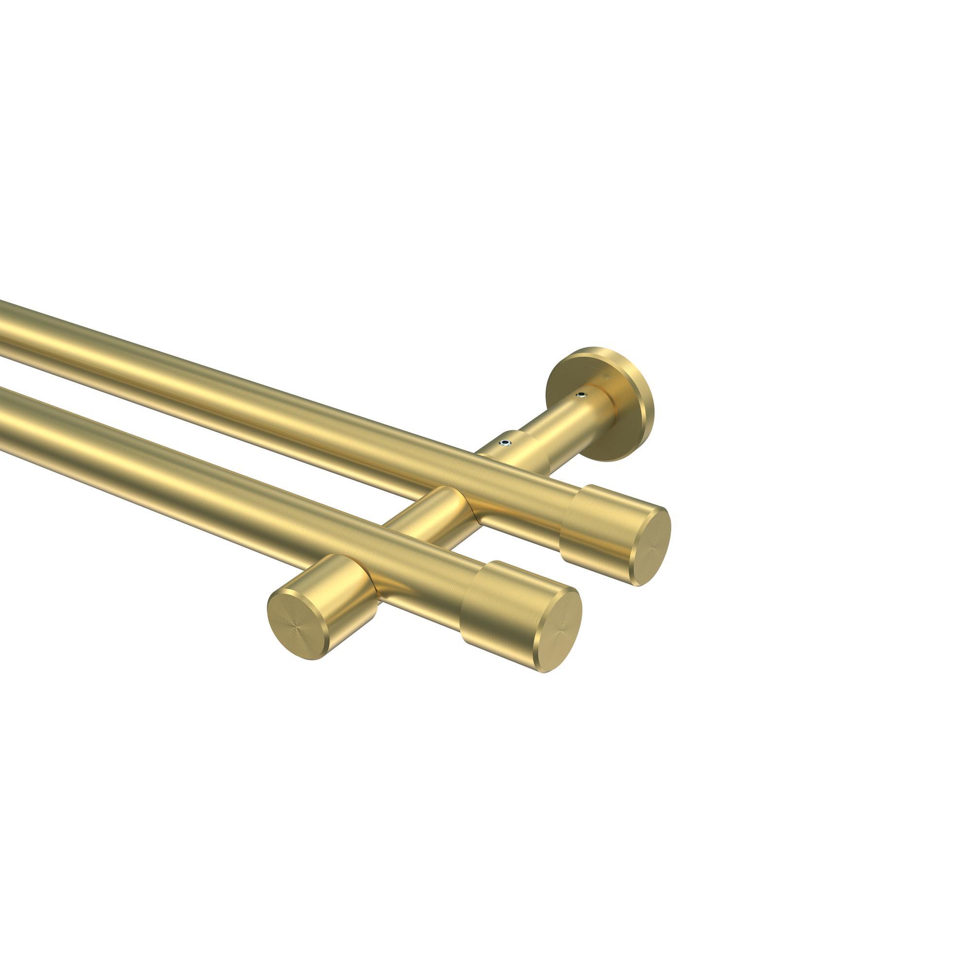 Gardinenstange Prestige Santo 600 Cm (Geteilt In 3 X 200 Cm), 2-LäUfig (Ohne Ringe), 20 Mm Ø Messing-Optik