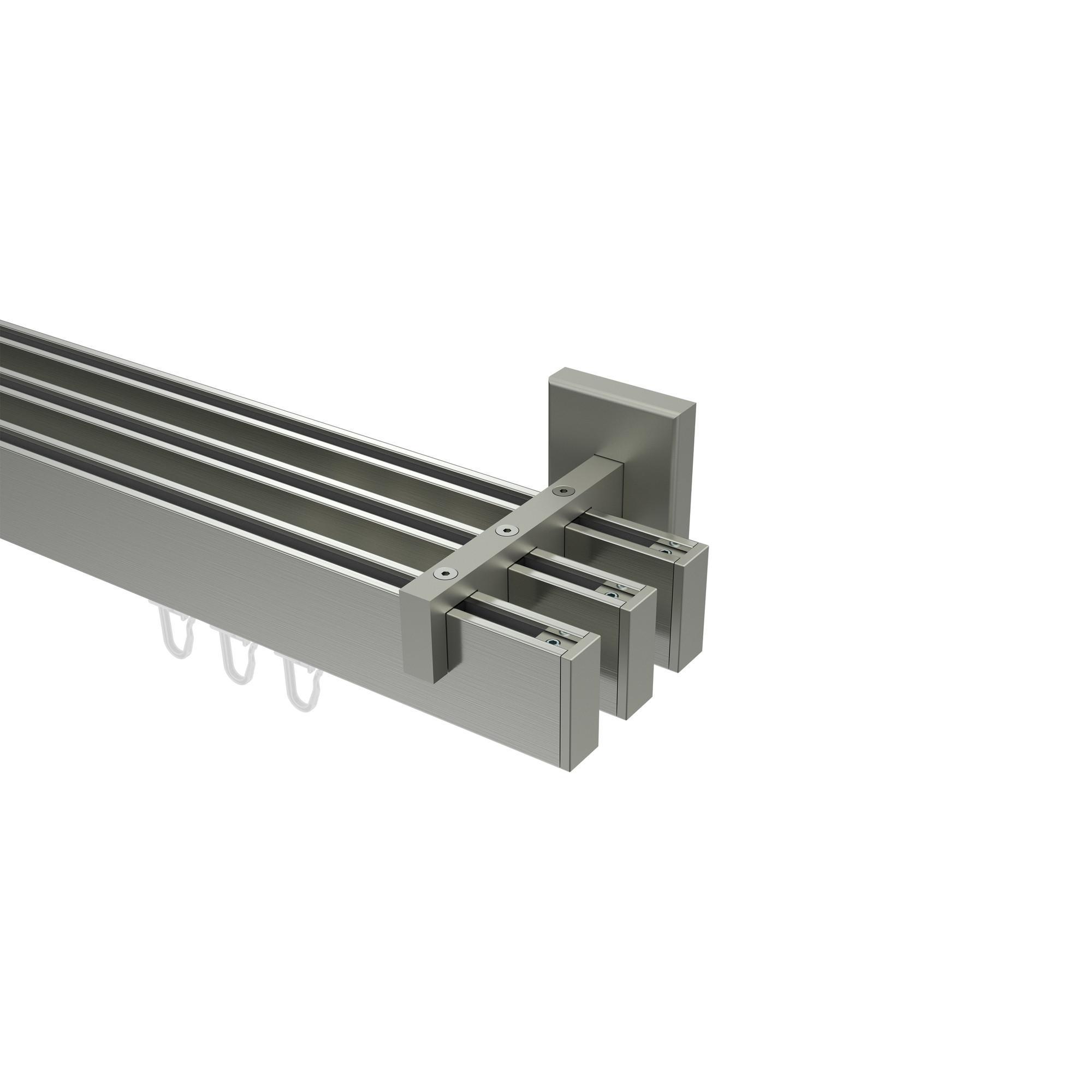 Gardinenstange Innenlauf Smartline Paxo 260 Cm (Geteilt In 2 X 130 Cm), 3-LäUfig, 14X35 Mm Edelstahl-Optik