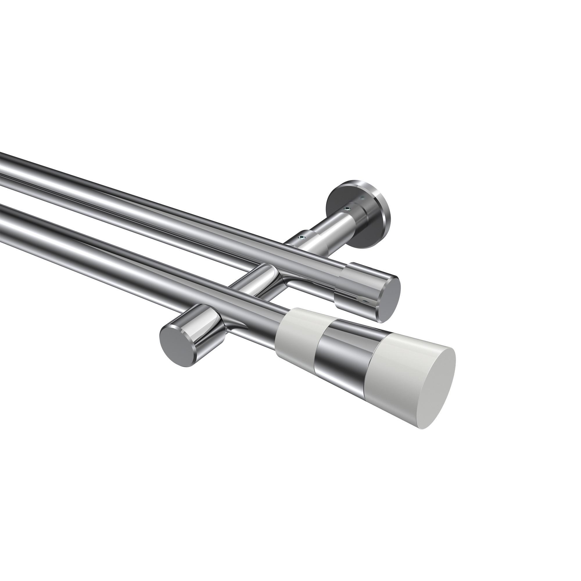 Gardinenstange Prestige Tanara 420 Cm (Geteilt In 3 X 140 Cm), 2-LäUfig (Ohne Ringe), 20 Mm Ø Chrom