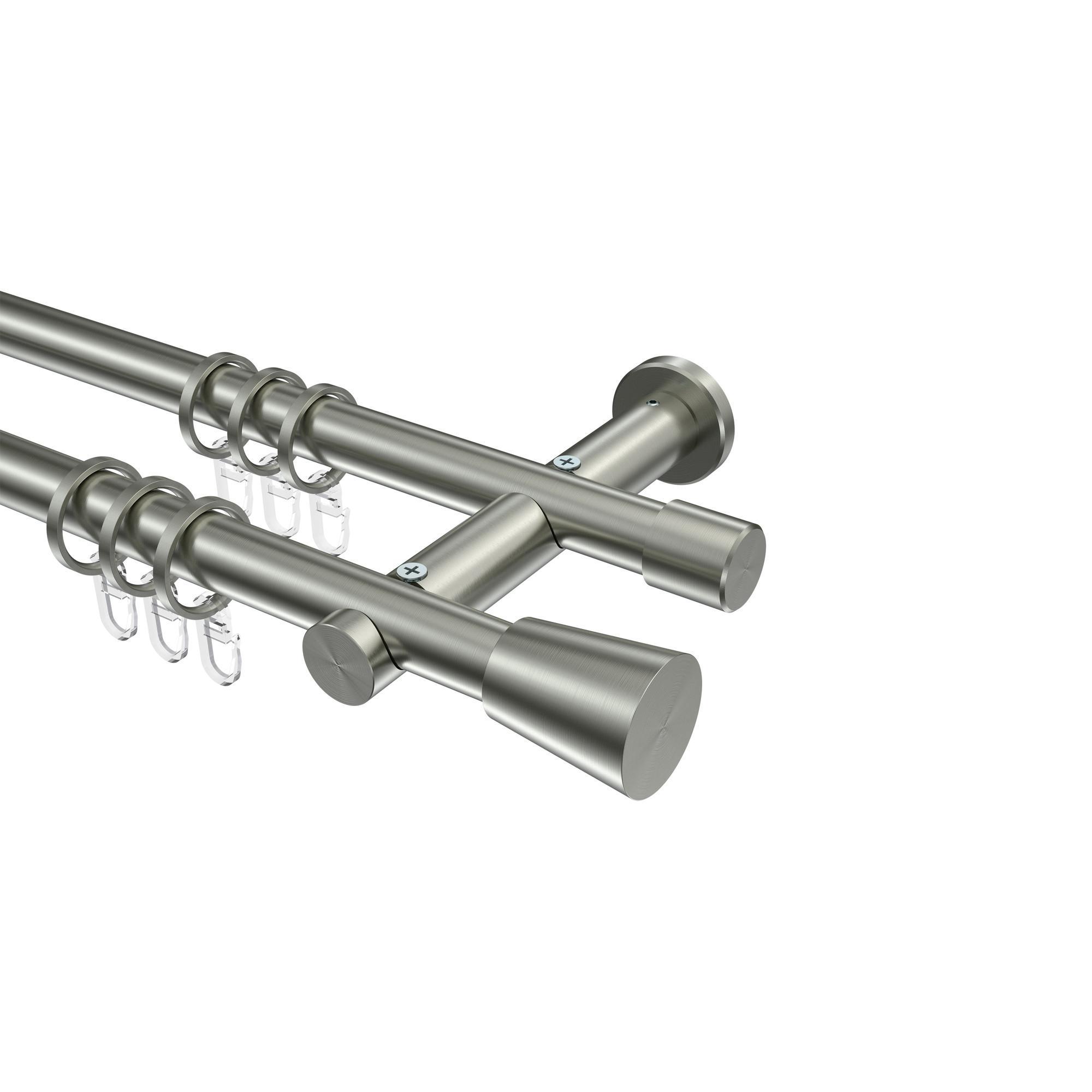 Gardinenstange Platon Sitra 400 Cm (Geteilt In 2 X 200 Cm), 2-LäUfig, 20 Mm Ø Edelstahl-Optik
