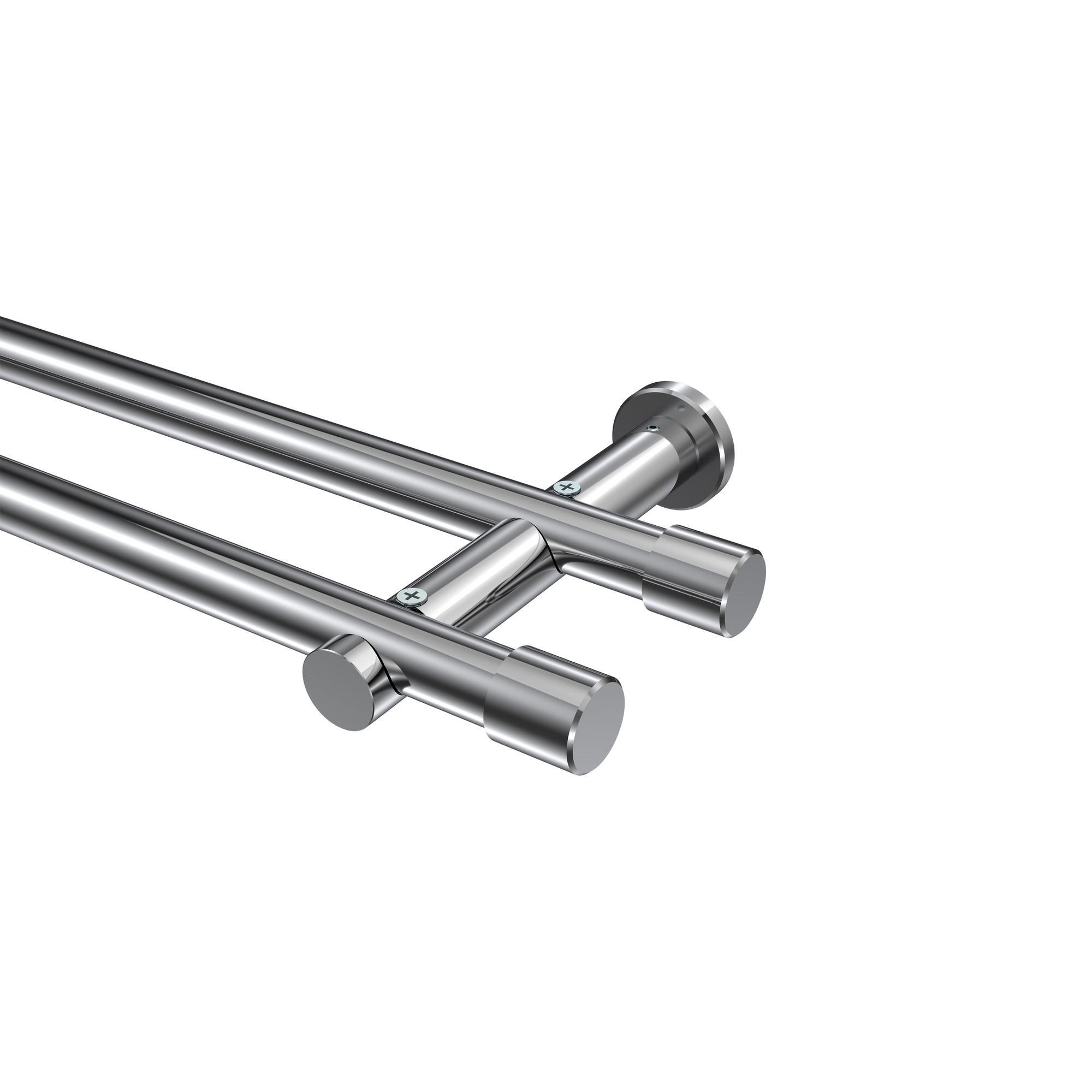Gardinenstange Platon Santo 520 Cm (Geteilt In 4 X 130 Cm), 2-LäUfig (Ohne Ringe), 20 Mm Ø Chrom