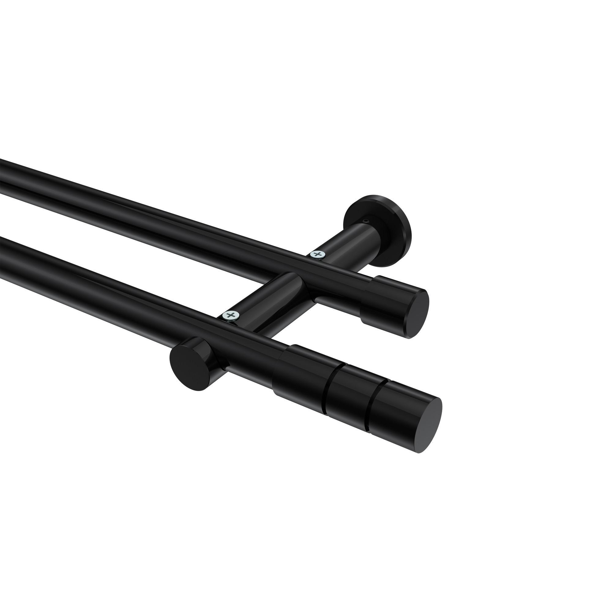 Gardinenstange Platon Elanto 400 Cm (Geteilt In 2 X 200 Cm), 2-LäUfig (Ohne Ringe), 20 Mm Ø Schwarz
