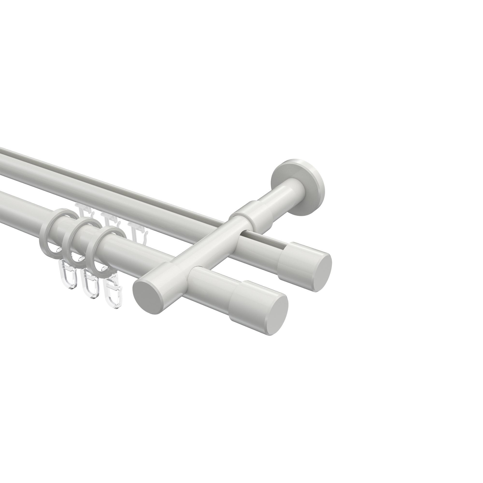 Gardinenstange RUNDROHR-INNENLAUF Prestige Santo 420 Cm (Geteilt In 3 X 140 Cm), 2-LäUfig, 20 Mm Ø Weiß