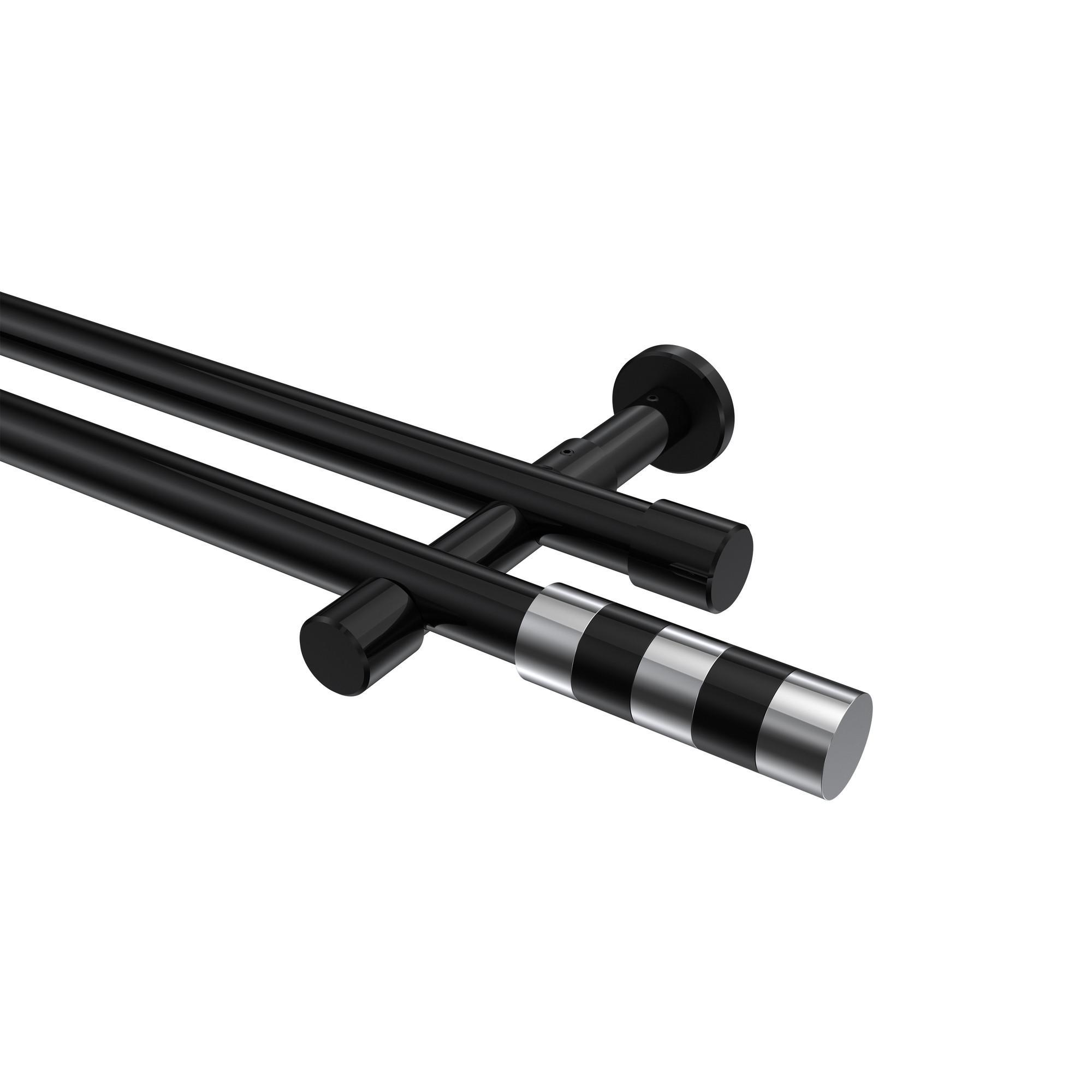 Gardinenstange Prestige Mavell 320 Cm (Geteilt In 2 X 160 Cm), 2-LäUfig (Ohne Ringe), 20 Mm Ø Schwarz