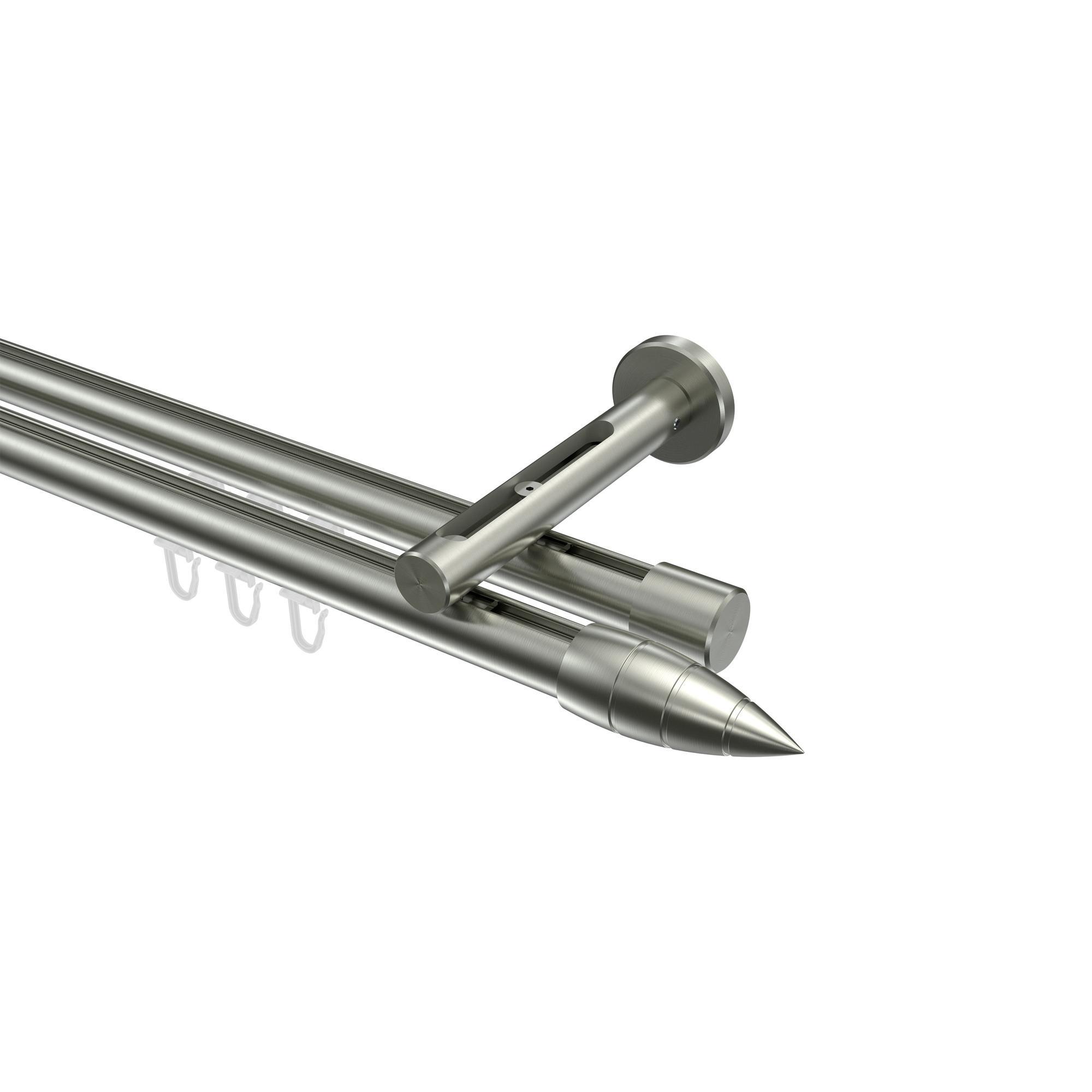 Gardinenstange Innenlauf Siteno Samanto 260 Cm (Geteilt In 2 X 130 Cm), 2-LäUfig, 20 Mm Ø Edelstahl-Optik