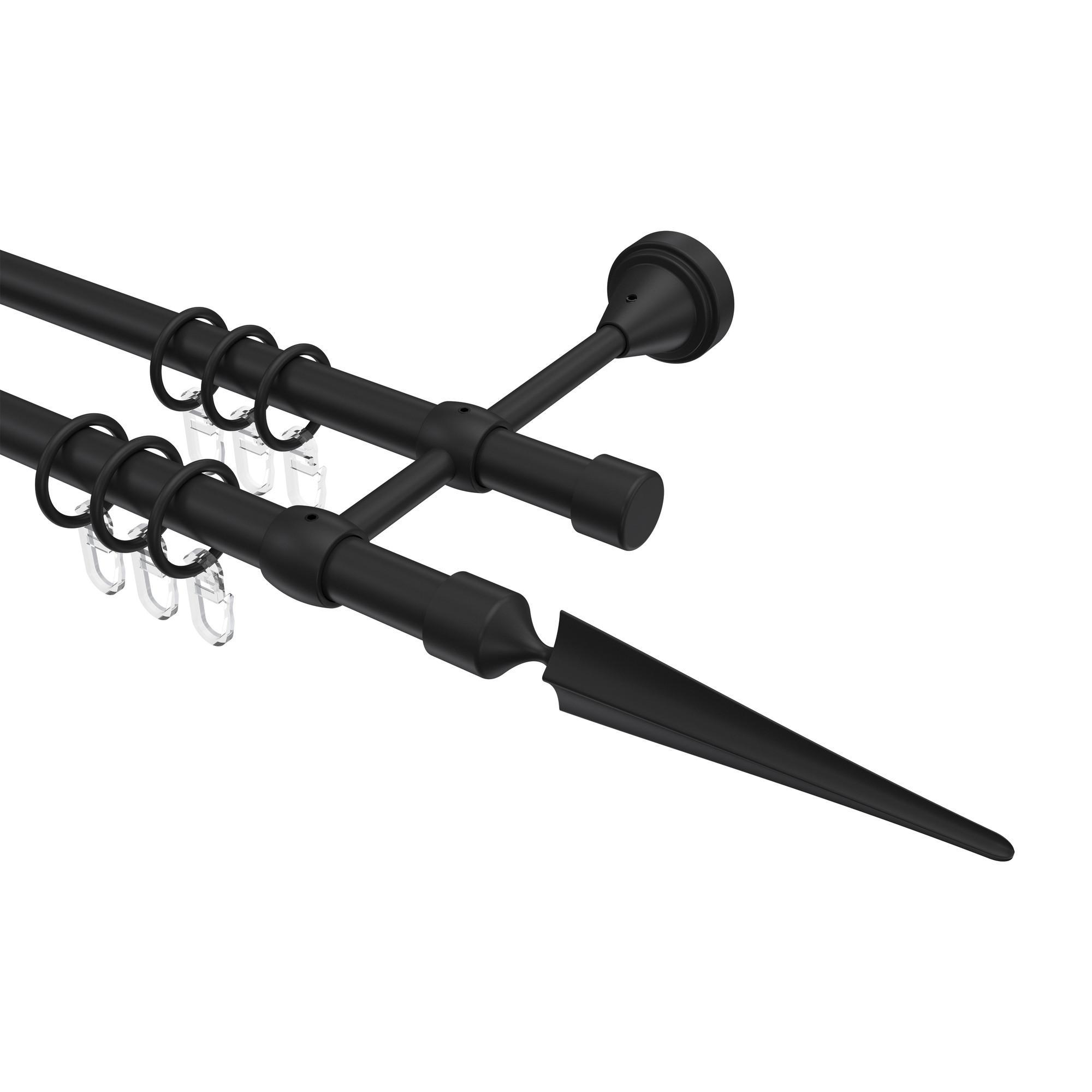 Gardinenstange Primus Lorenzo 520 Cm (Geteilt In 4 X 130 Cm), 2-LäUfig, 16 Mm Ø Schwarz
