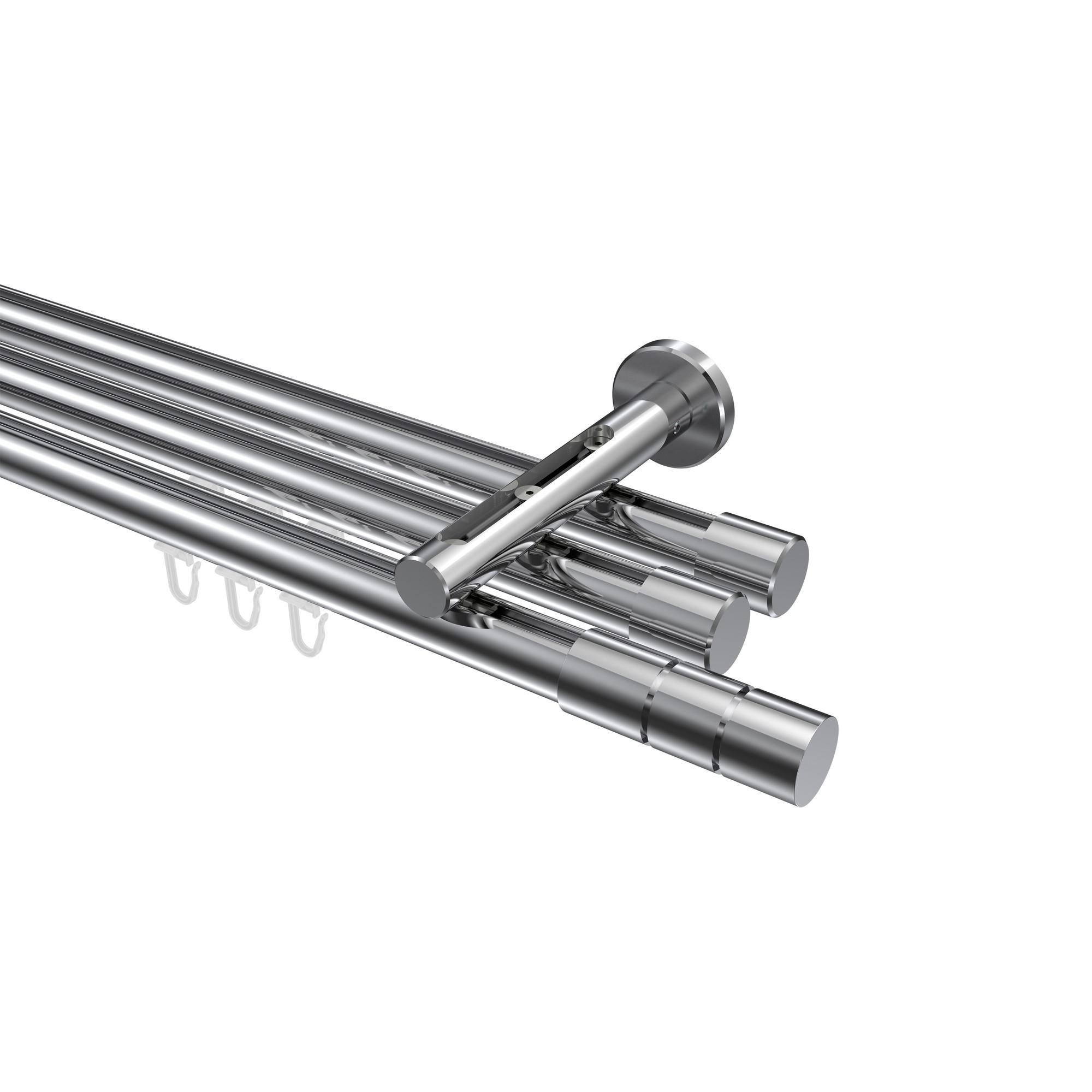 Gardinenstange Innenlauf Siteno Elanto 520 Cm (Geteilt In 4 X 130 Cm), 3-LäUfig, 20 Mm Ø Chrom