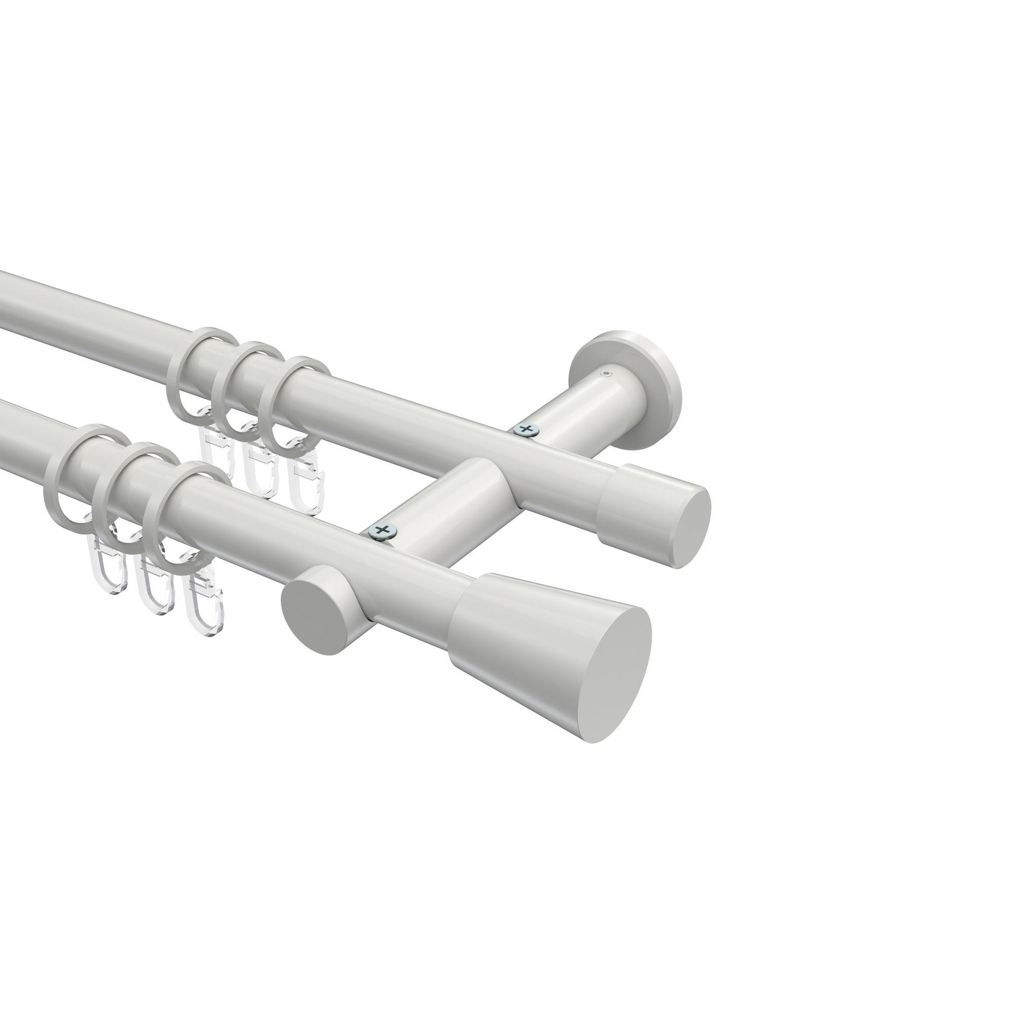 Gardinenstange Platon Sitra 260 Cm (Geteilt In 2 X 130 Cm), 2-LäUfig, 20 Mm Ø Weiß