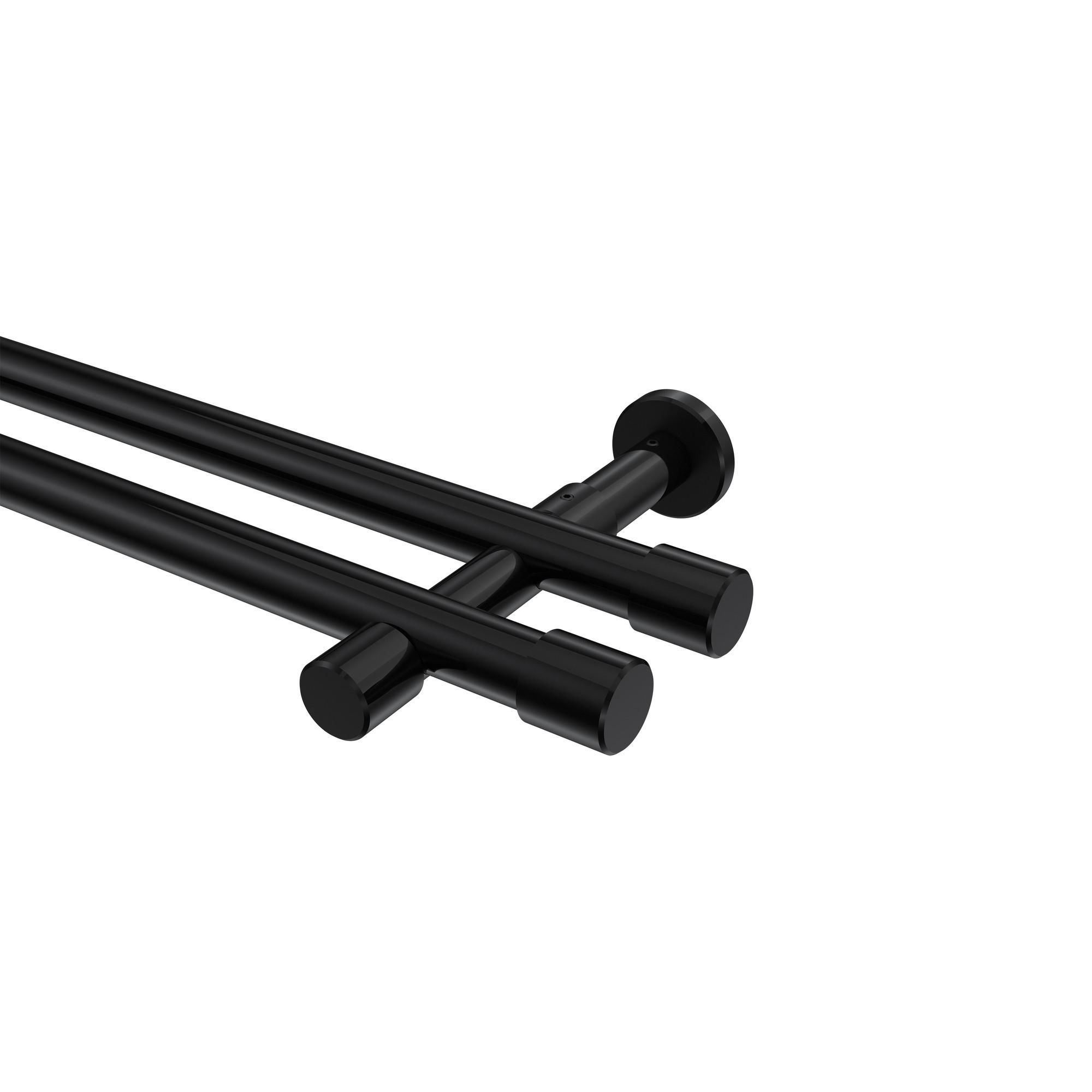 Gardinenstange Prestige Santo 540 Cm (Geteilt In 3 X 180 Cm), 2-LäUfig (Ohne Ringe), 20 Mm Ø Schwarz