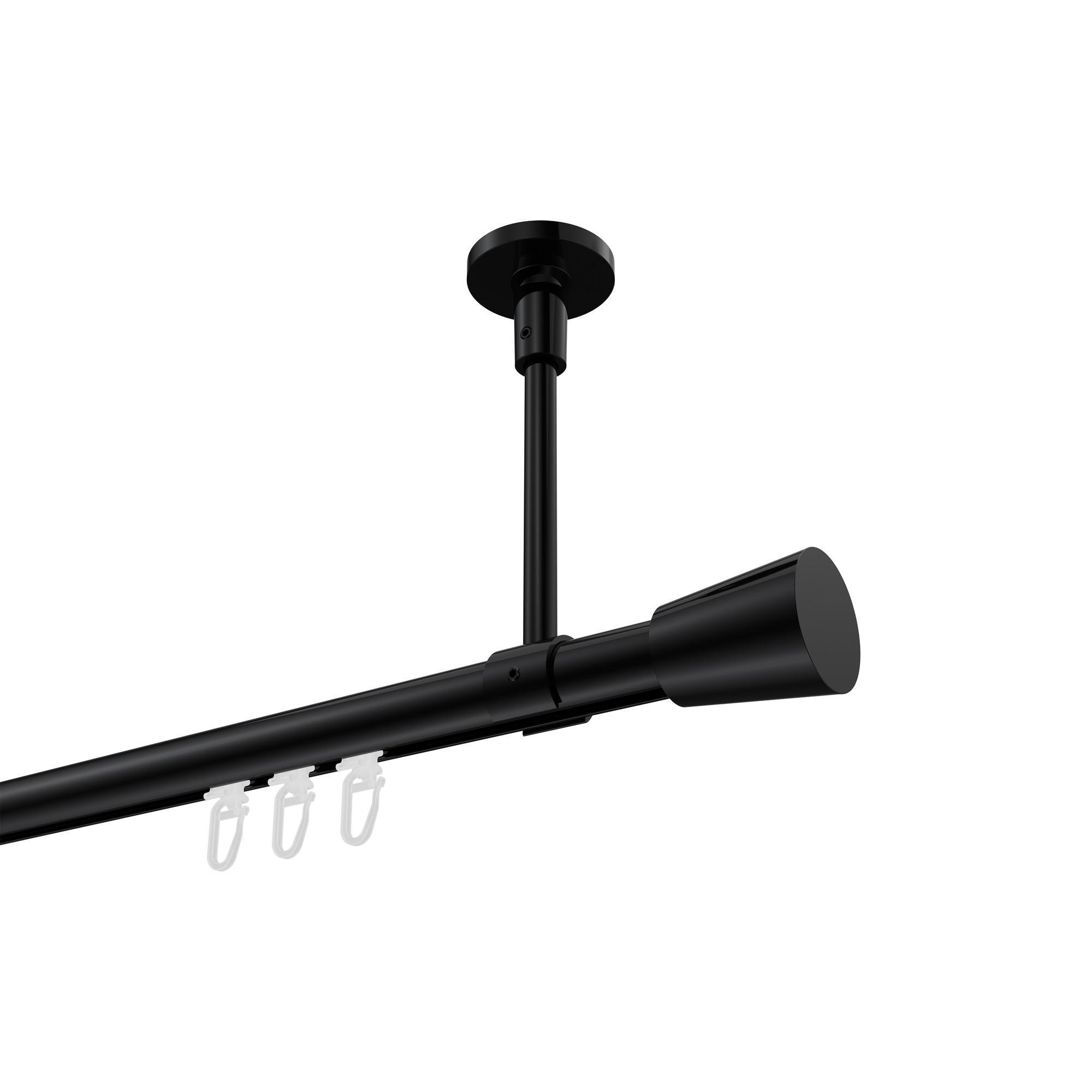 Gardinenstange Innenlauf Sonette Sitra 260 Cm (Geteilt In 2 X 130 Cm), 1-LäUfig, 20 Mm Ø Schwarz
