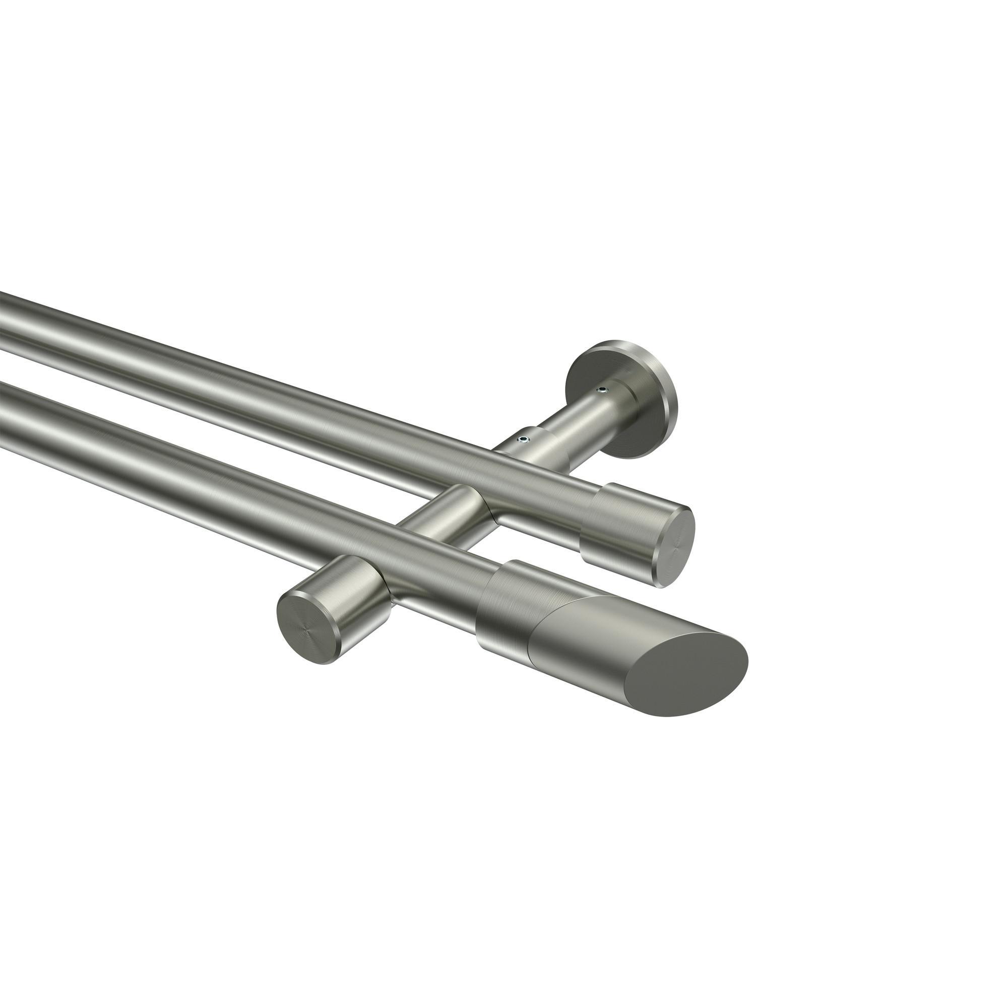 Gardinenstange Prestige Verano 280 Cm (Geteilt In 2 X 140 Cm), 2-LäUfig (Ohne Ringe), 20 Mm Ø Edelstahl-Optik