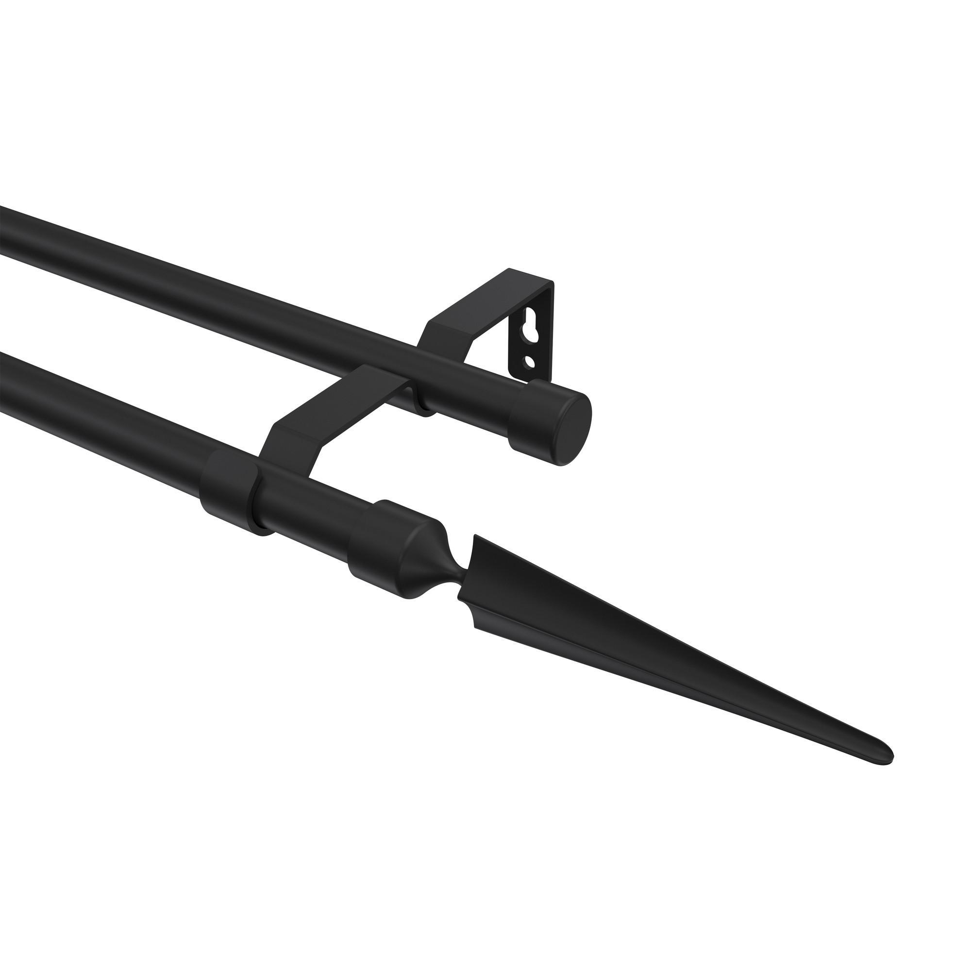 Gardinenstange Olymp Lorenzo 360 Cm (Geteilt In 2 X 180 Cm), 2-LäUfig (Ohne Ringe), 16 Mm Ø Schwarz