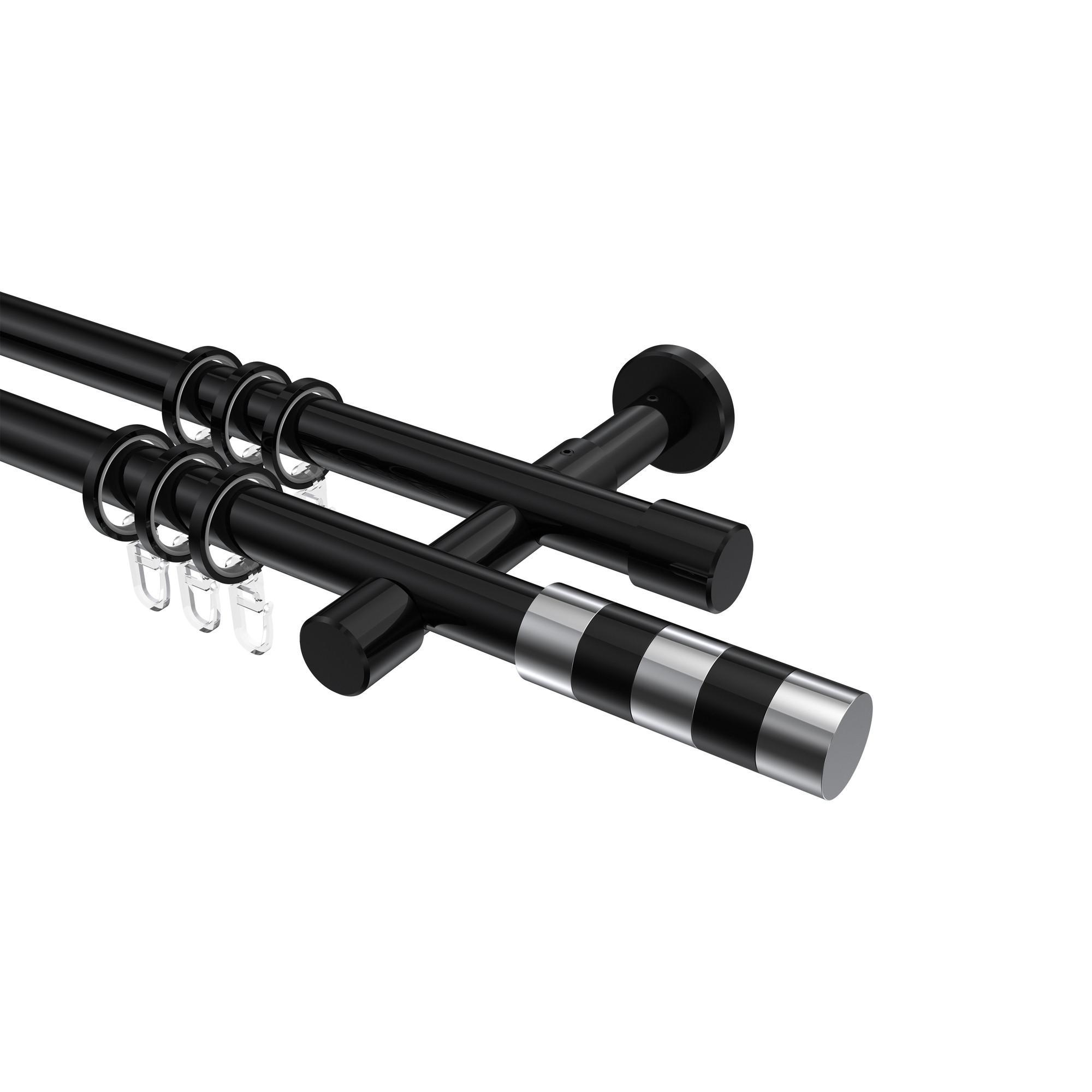 Gardinenstange Prestige Mavell 420 Cm (Geteilt In 3 X 140 Cm), 2-LäUfig, 20 Mm Ø Schwarz