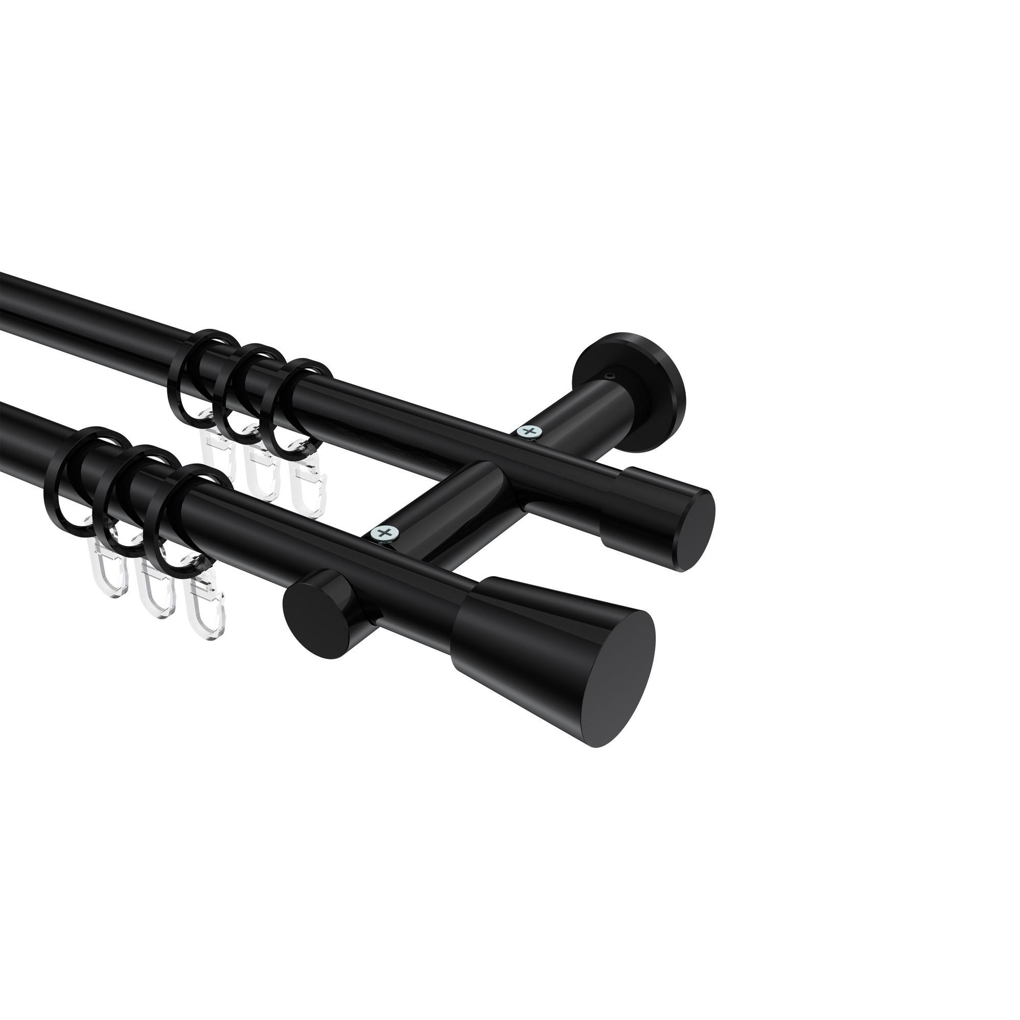 Gardinenstange Platon Sitra 280 Cm (Geteilt In 2 X 140 Cm), 2-LäUfig, 20 Mm Ø Schwarz