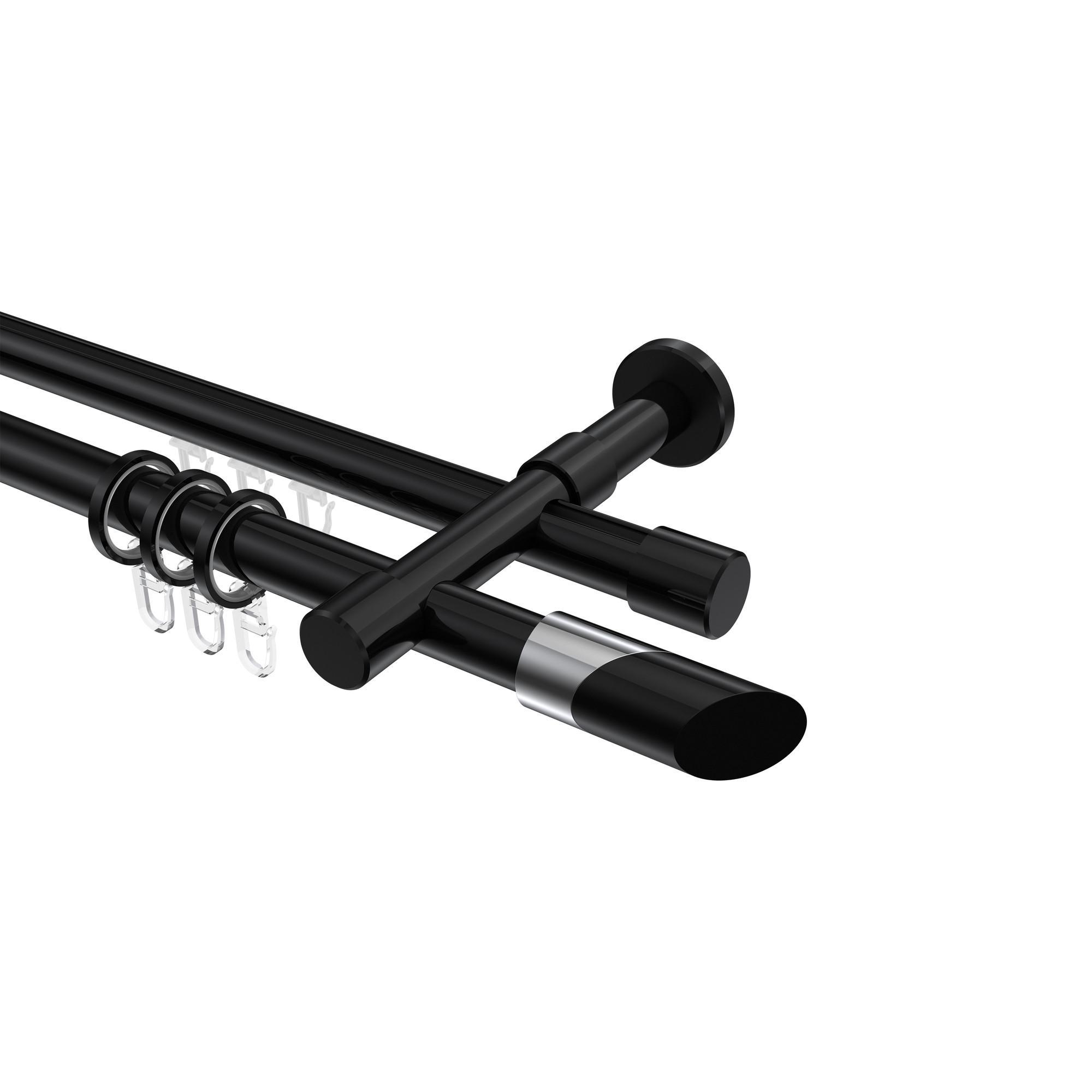 Gardinenstange RUNDROHR-INNENLAUF Prestige Verano 160 Cm, 2-LäUfig, 20 Mm Ø Schwarz