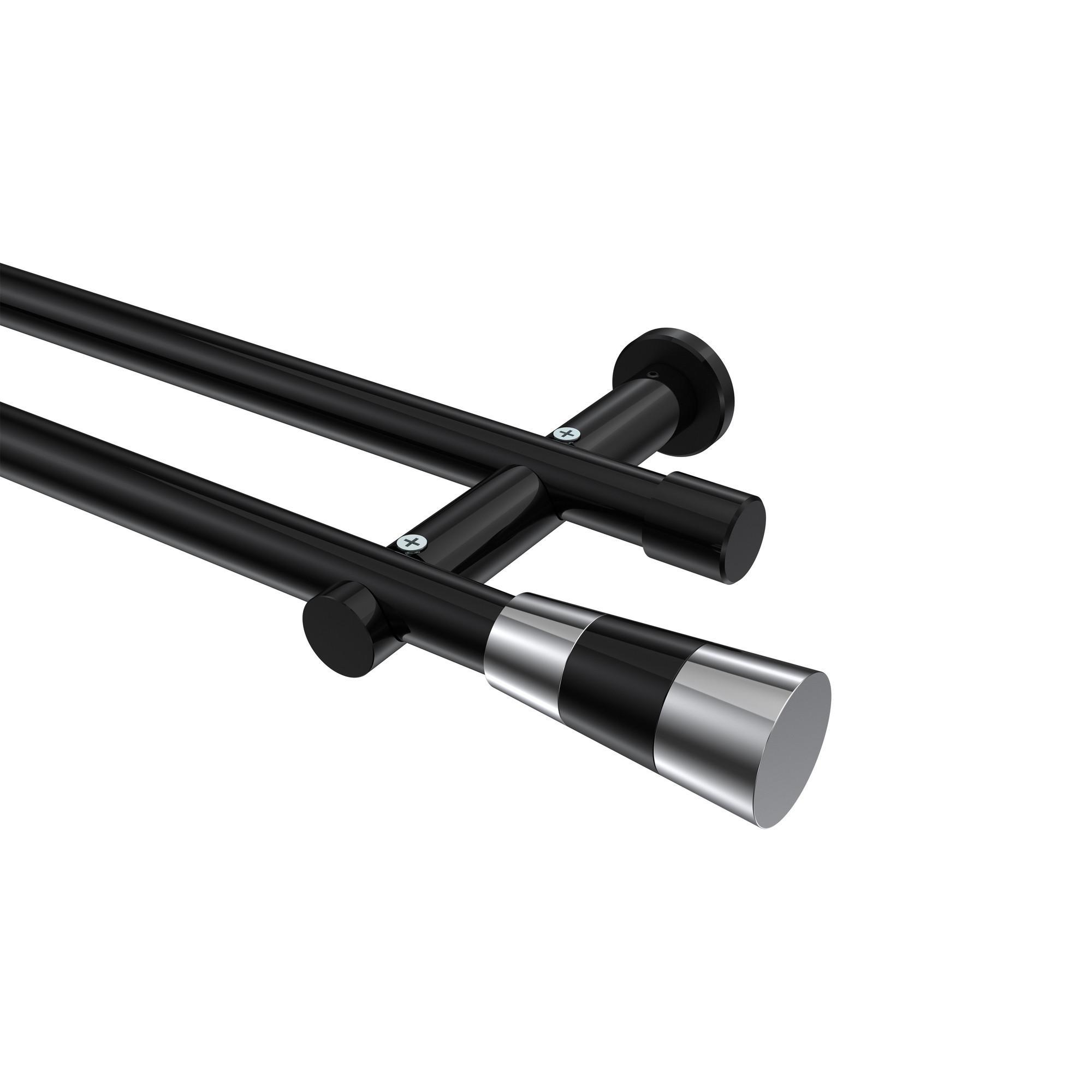 Gardinenstange Platon Tanara 280 Cm (Geteilt In 2 X 140 Cm), 2-LäUfig (Ohne Ringe), 20 Mm Ø Schwarz