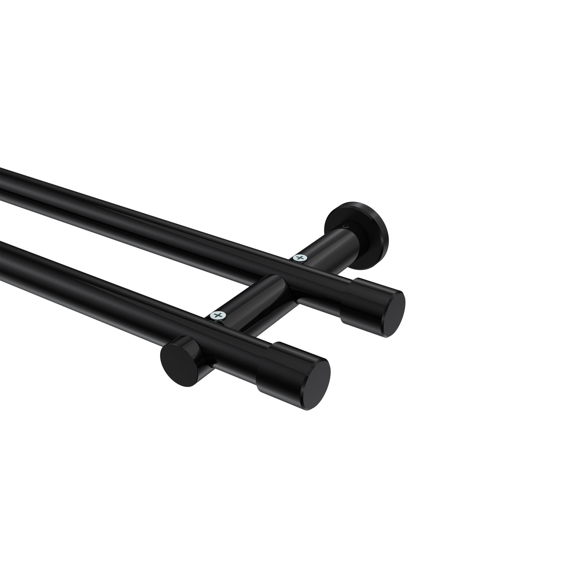 Gardinenstange Platon Santo 140 Cm, 2-LäUfig (Ohne Ringe), 20 Mm Ø Schwarz
