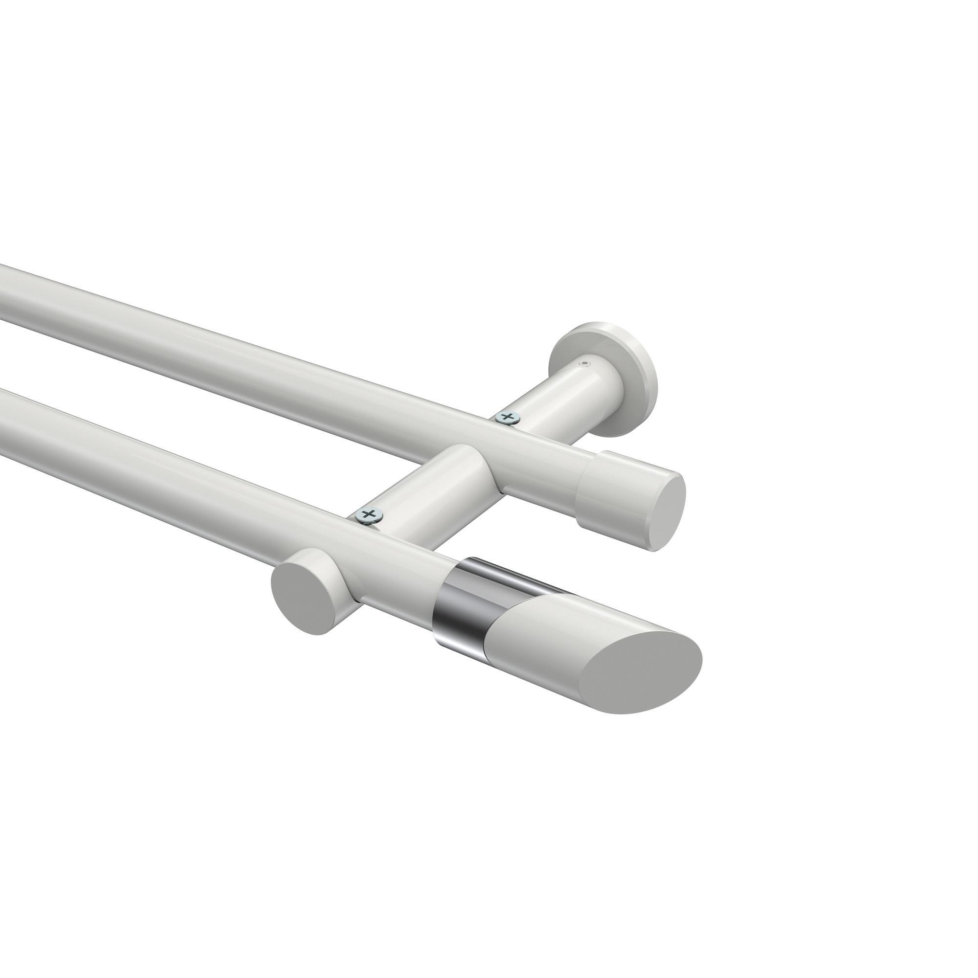 Gardinenstange Platon Verano 600 Cm (Geteilt In 3 X 200 Cm), 2-LäUfig (Ohne Ringe), 20 Mm Ø Weiß