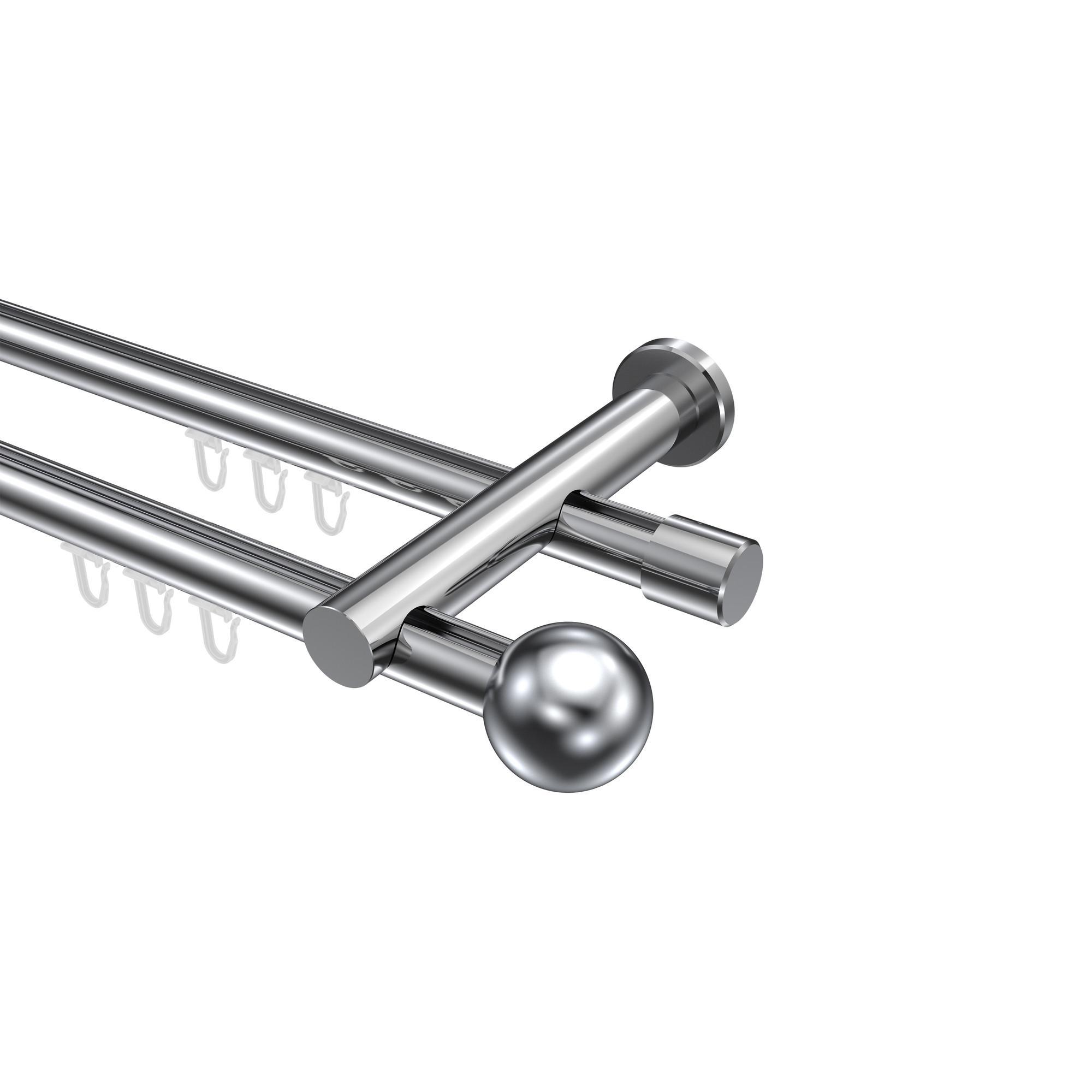 Gardinenstange Innenlauf Platon Luino 520 Cm (Geteilt In 4 X 130 Cm), 2-LäUfig, 20 Mm Ø Chrom