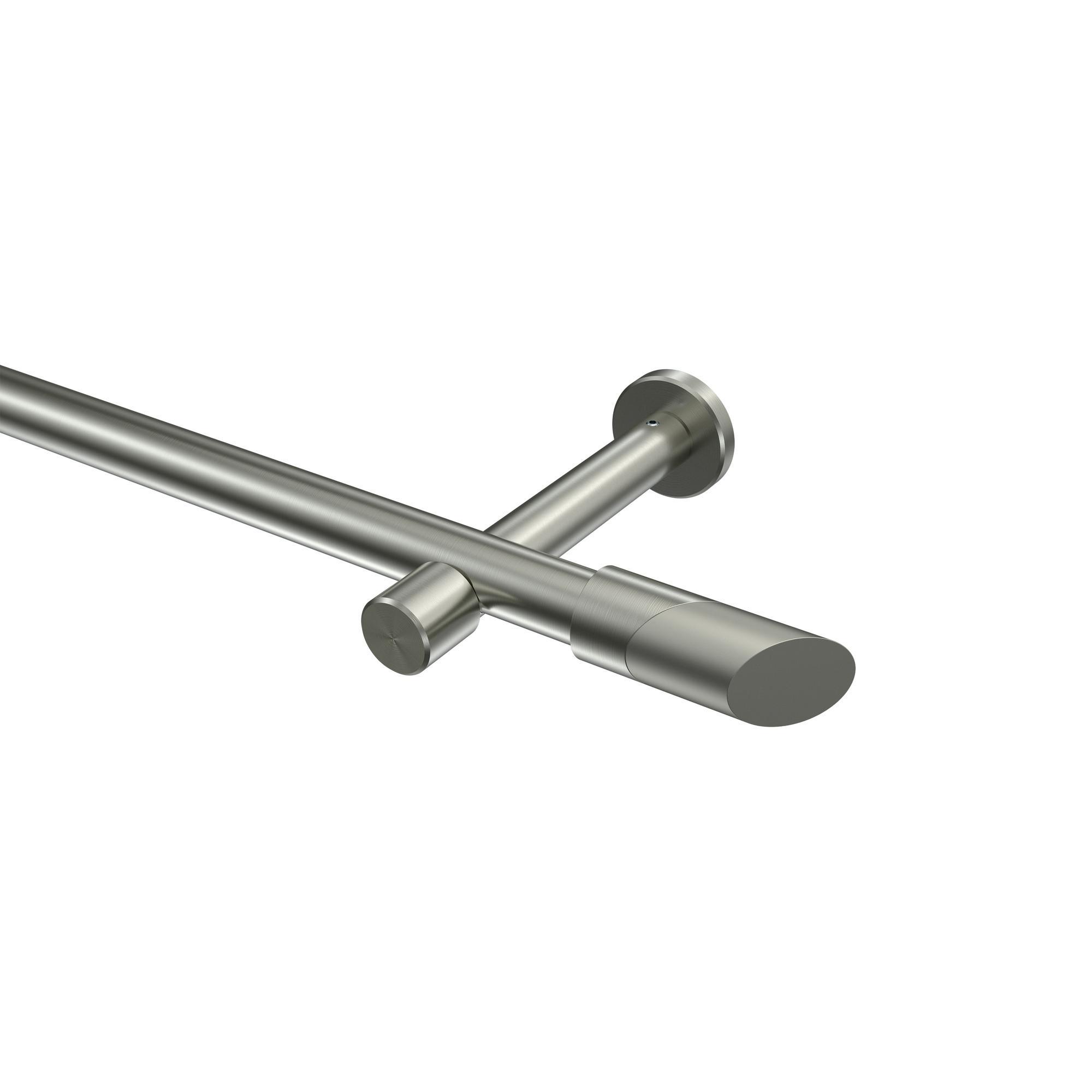 Gardinenstange Prestige Verano 280 Cm (Geteilt In 2 X 140 Cm), 1-LäUfig (Ohne Ringe), 20 Mm Ø Edelstahl-Optik