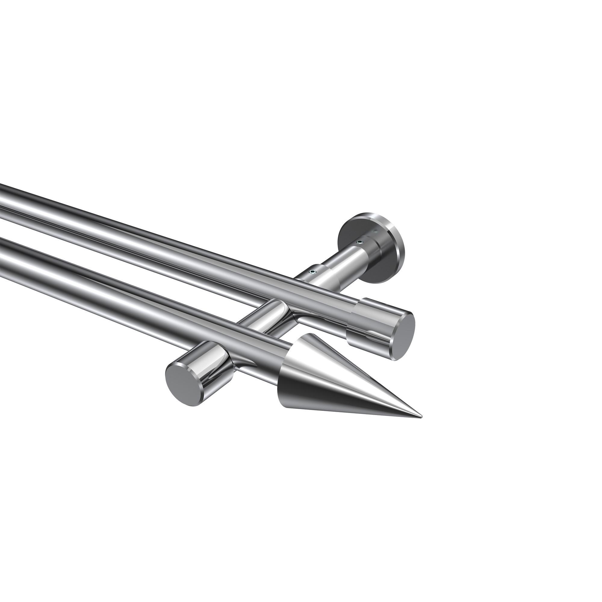 Gardinenstange Prestige Savio 360 Cm (Geteilt In 2 X 180 Cm), 2-LäUfig (Ohne Ringe), 20 Mm Ø Chrom