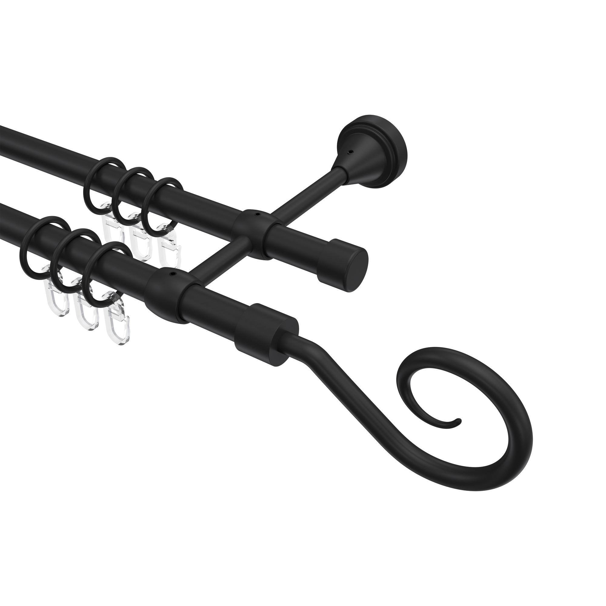 Gardinenstange Primus Allegra 260 Cm (Geteilt In 2 X 130 Cm), 2-LäUfig, 16 Mm Ø Schwarz