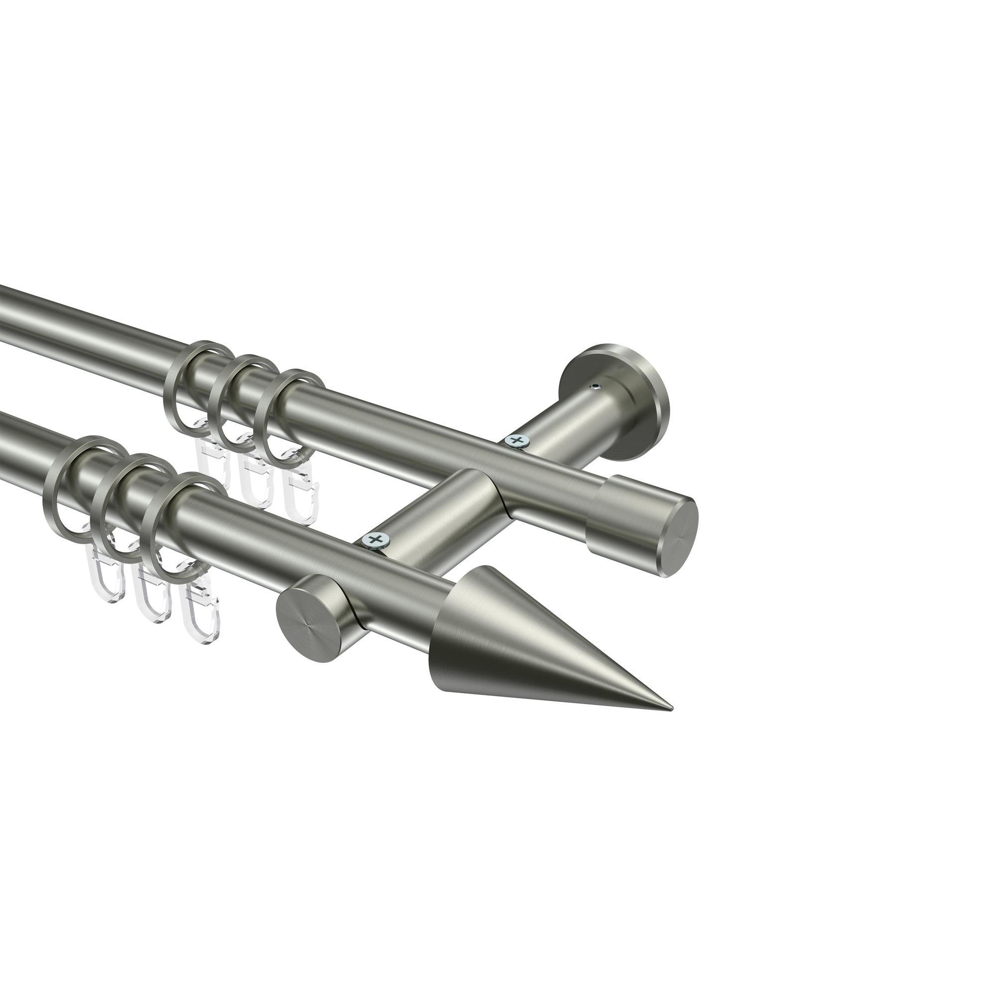 Gardinenstange Platon Savio 280 Cm (Geteilt In 2 X 140 Cm), 2-LäUfig, 20 Mm Ø Edelstahl-Optik