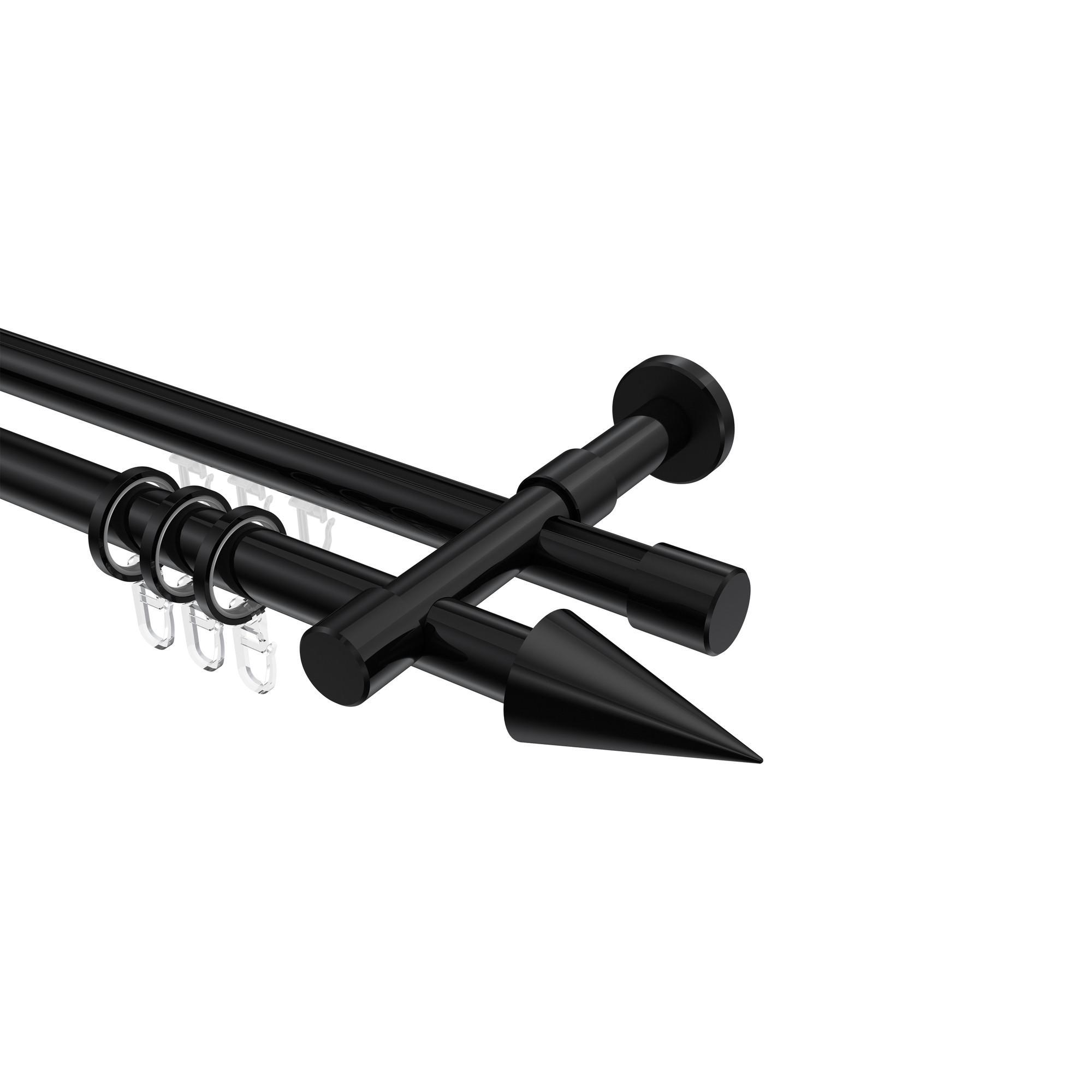 Gardinenstange RUNDROHR-INNENLAUF Prestige Savio 140 Cm, 2-LäUfig, 20 Mm Ø Schwarz
