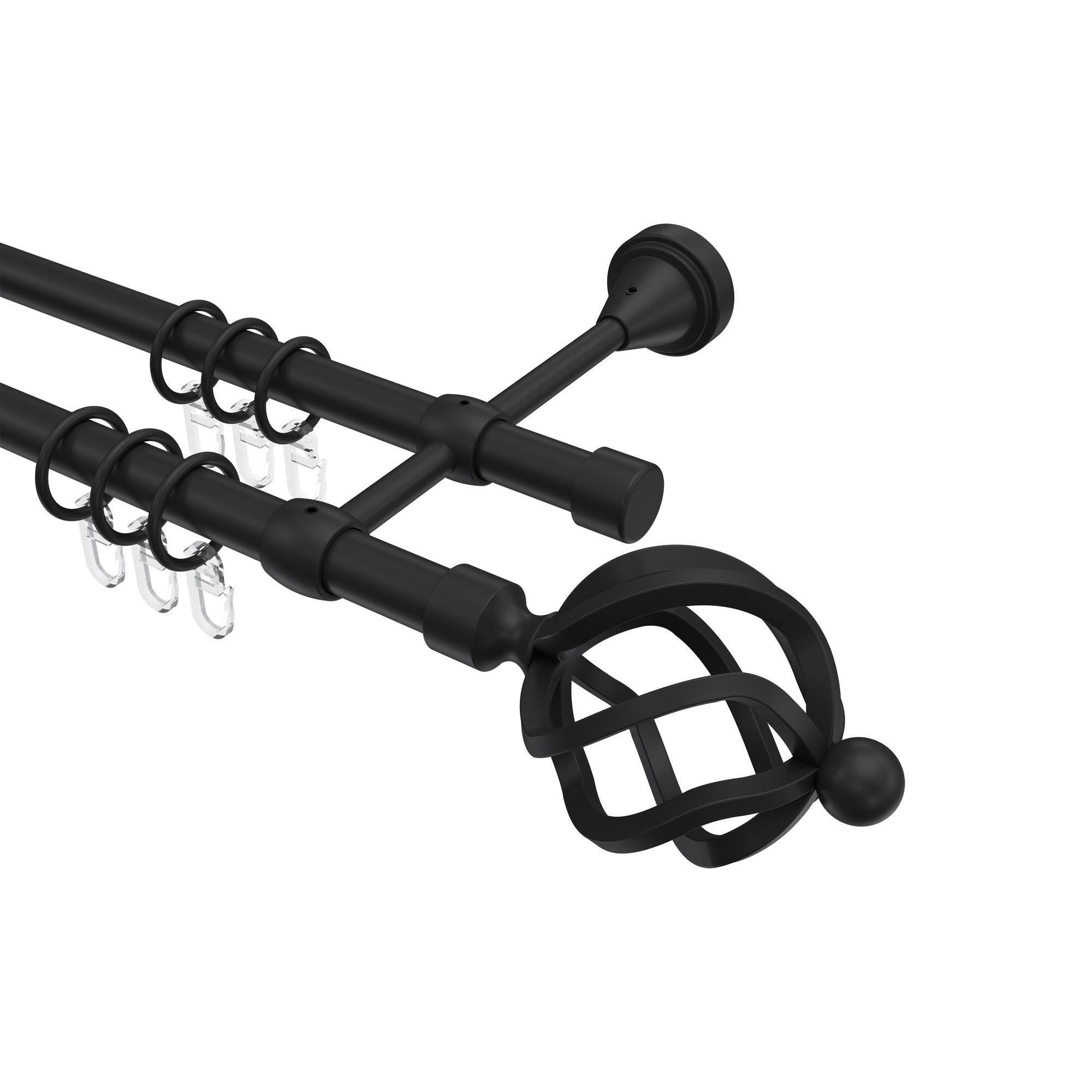 Gardinenstange Primus Paolo 540 Cm (Geteilt In 3 X 180 Cm), 2-LäUfig, 16 Mm Ø Schwarz