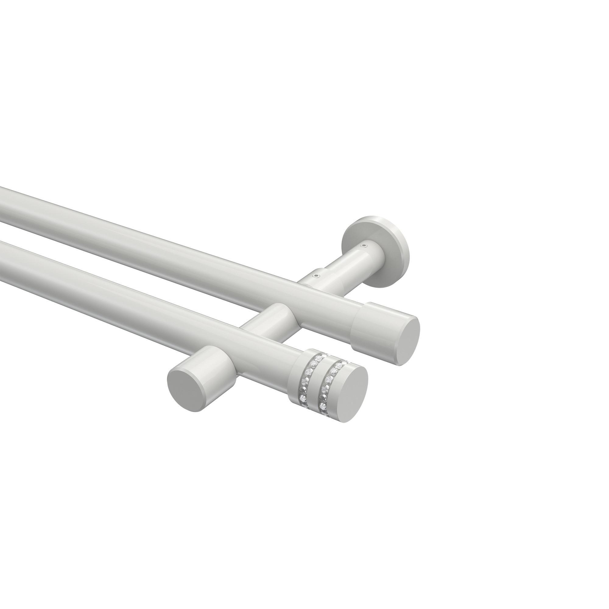 Gardinenstange Prestige Estana 400 Cm (Geteilt In 2 X 200 Cm), 2-LäUfig (Ohne Ringe), 20 Mm Ø Weiß