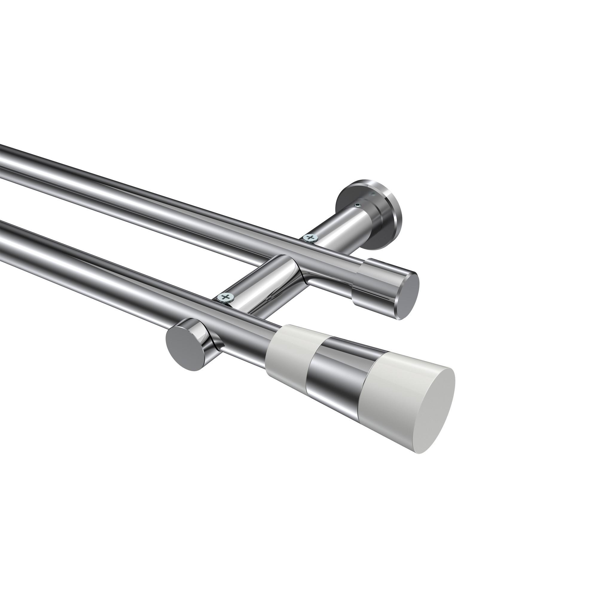 Gardinenstange Platon Tanara 320 Cm (Geteilt In 2 X 160 Cm), 2-LäUfig (Ohne Ringe), 20 Mm Ø Chrom