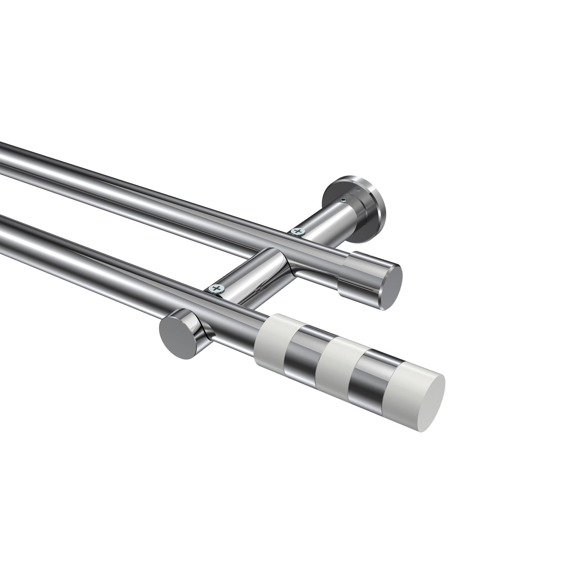 Gardinenstange Platon Mavell 280 Cm (Geteilt In 2 X 140 Cm), 2-LäUfig (Ohne Ringe), 20 Mm Ø Chrom