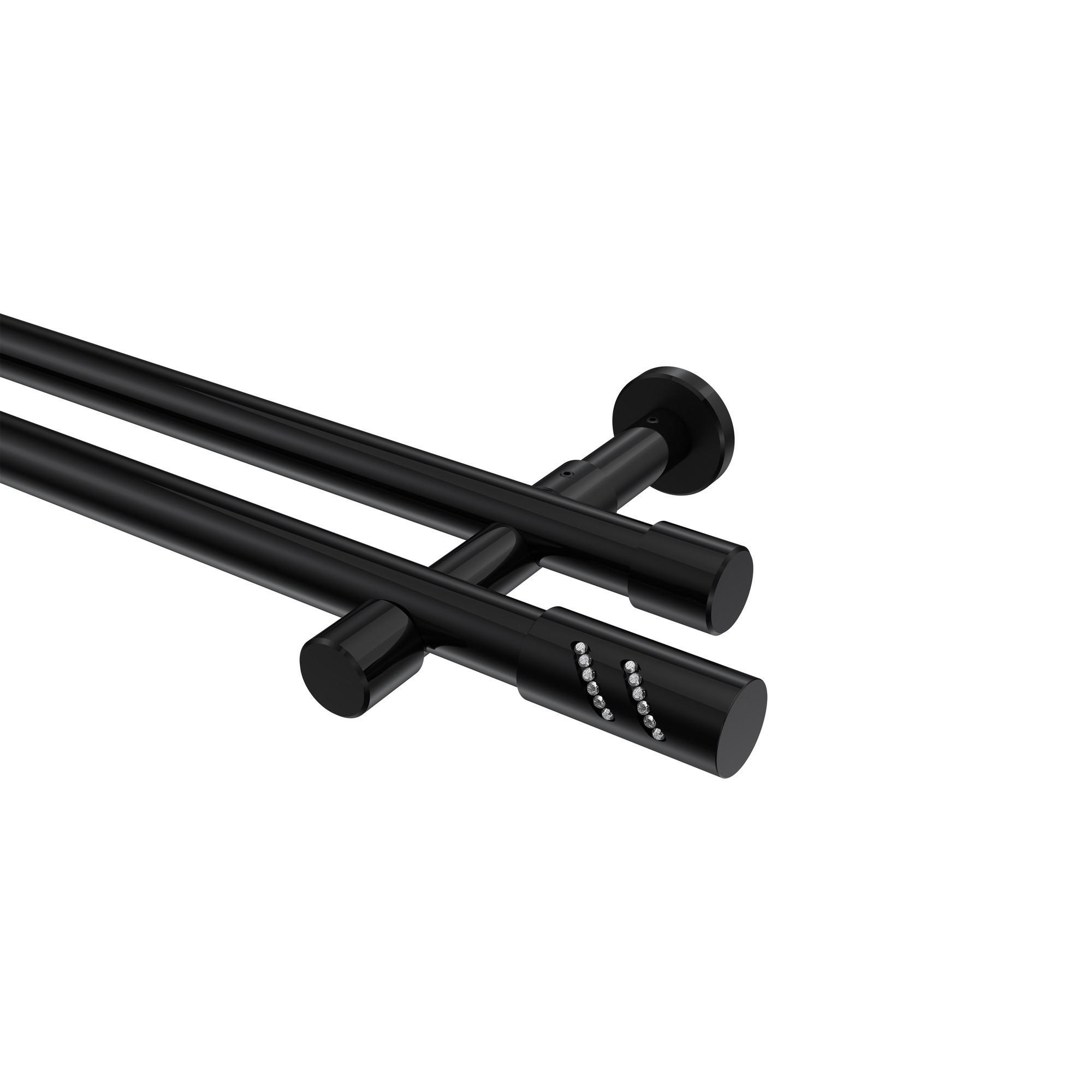 Gardinenstange Prestige Zoena 520 Cm (Geteilt In 4 X 130 Cm), 2-LäUfig (Ohne Ringe), 20 Mm Ø Schwarz