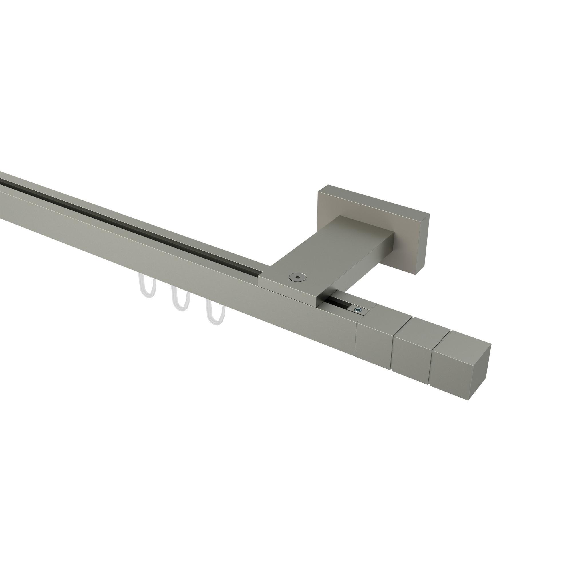 Gardinenstange Innenlauf Quadline Cubes 260 Cm (Geteilt In 2 X 130 Cm), 1-LäUfig, 20X20 Mm Satin-Silber
